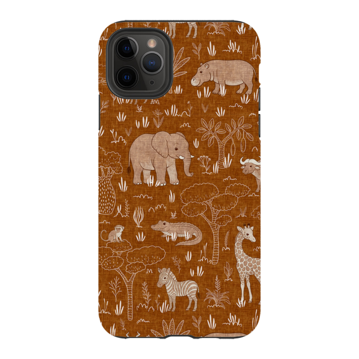 iPhone Tough Case - Savanna Wildlife - Rust By Katherine Quinn
