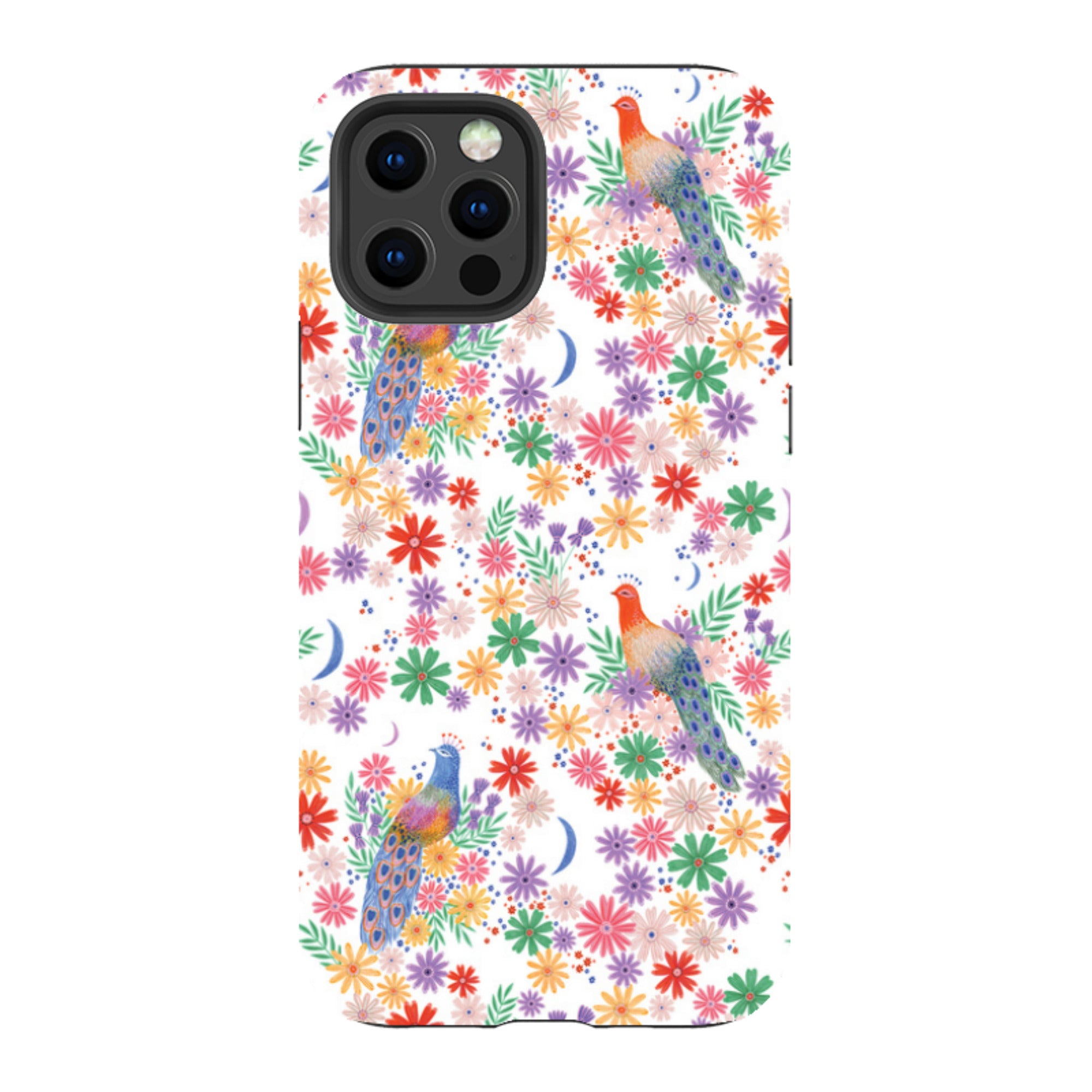 iPhone Tough Case - Peacock Pattern White By Lee Foster Wilson