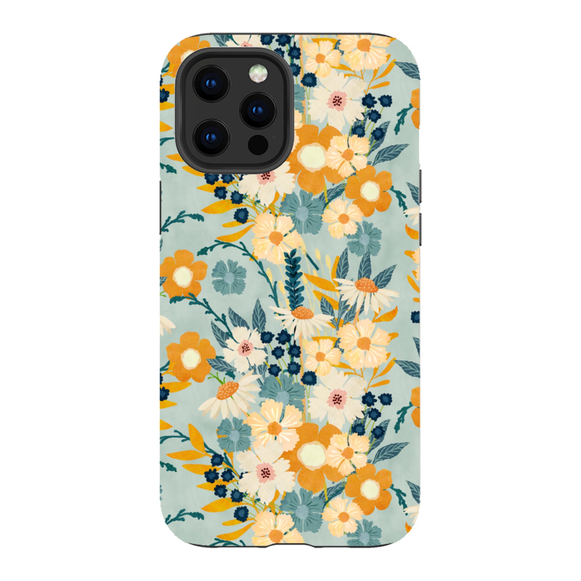iPhone Tough Case - Yellow And Blue Floral By Katherine Quinn