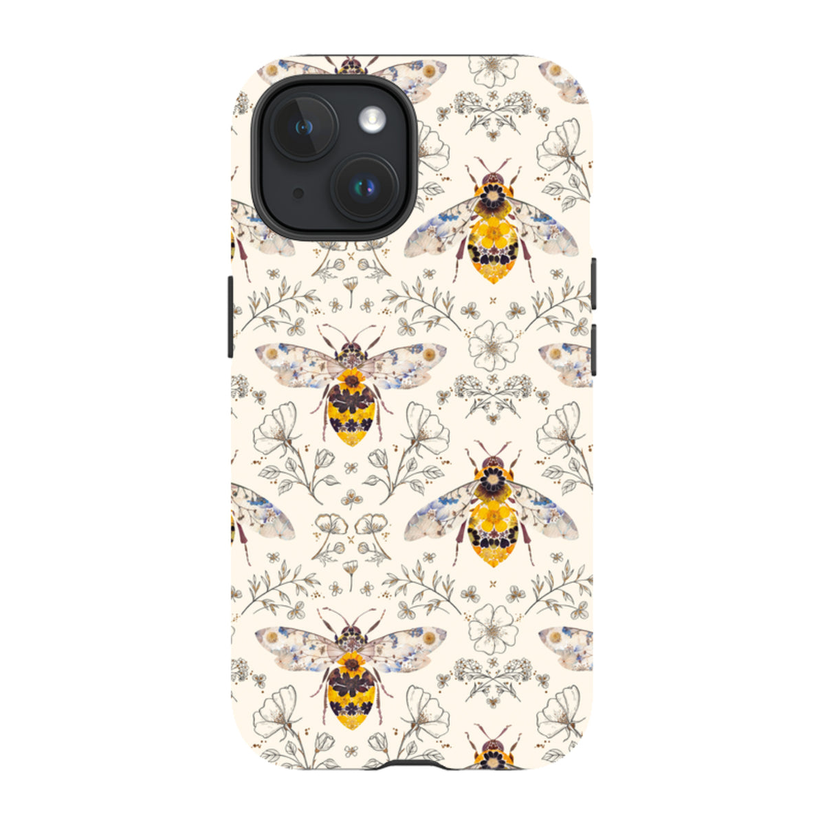 iPhone MagSafe Tough Case - Alabaster Bumble Bee Multi By Helen Ahpornsiri
