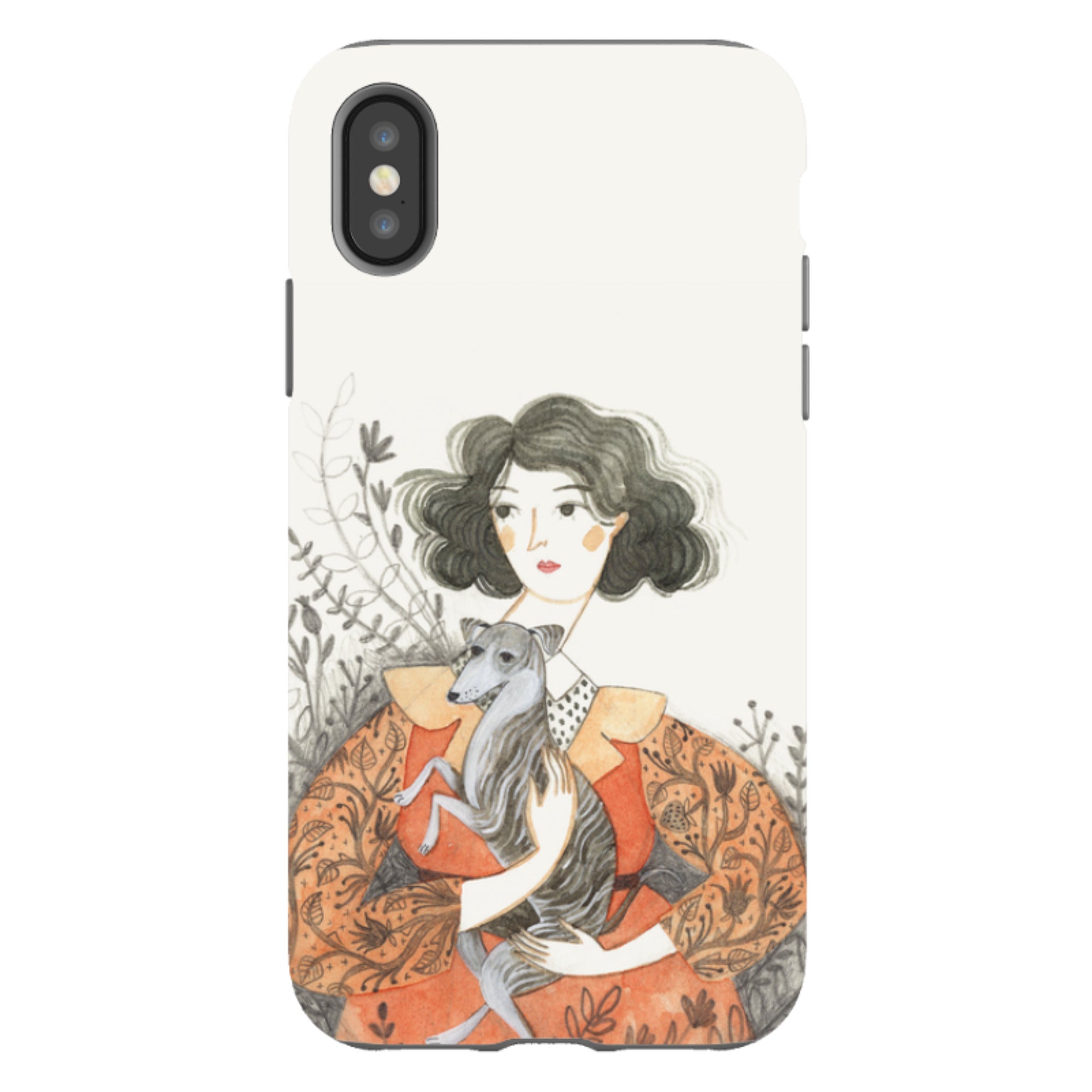 iPhone Tough Case - Lady With Whippet By Meghann Rader