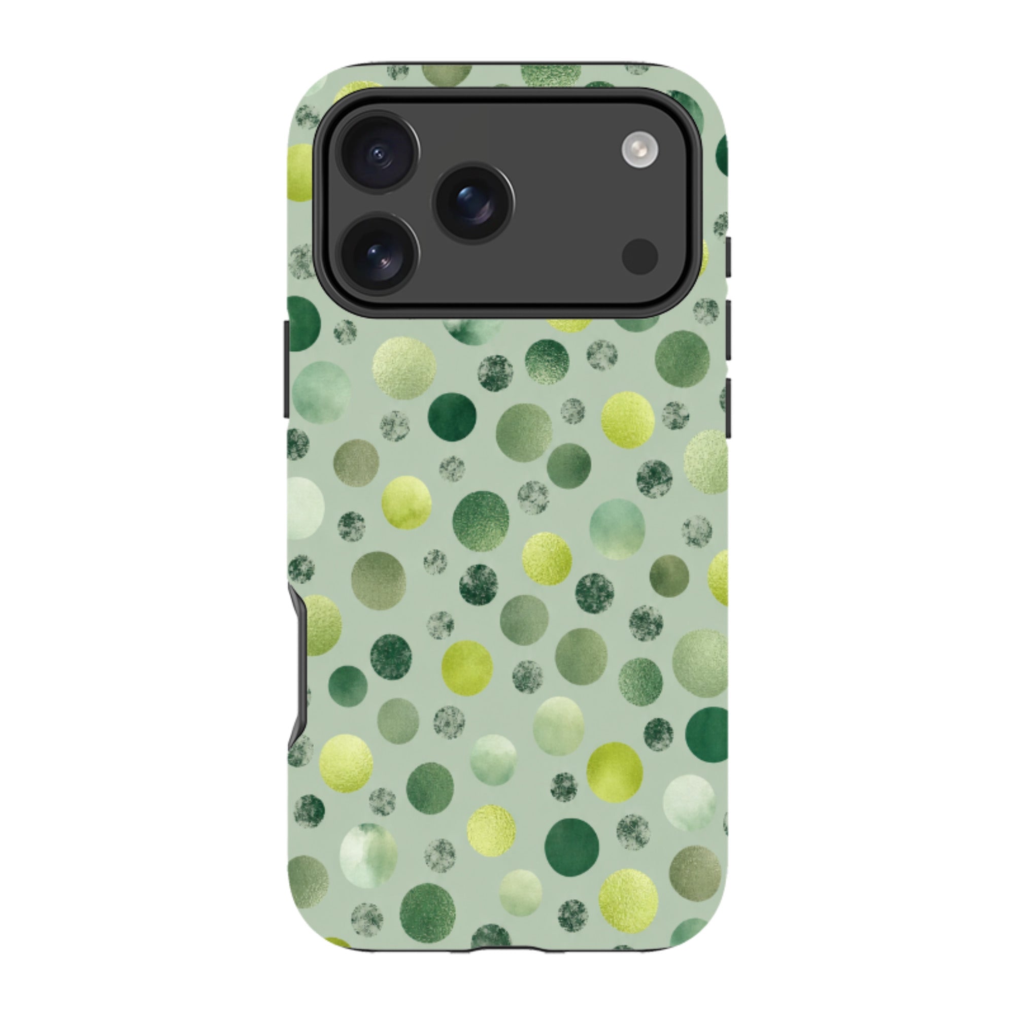 iPhone Tough Case - Sage Green Polka Dot