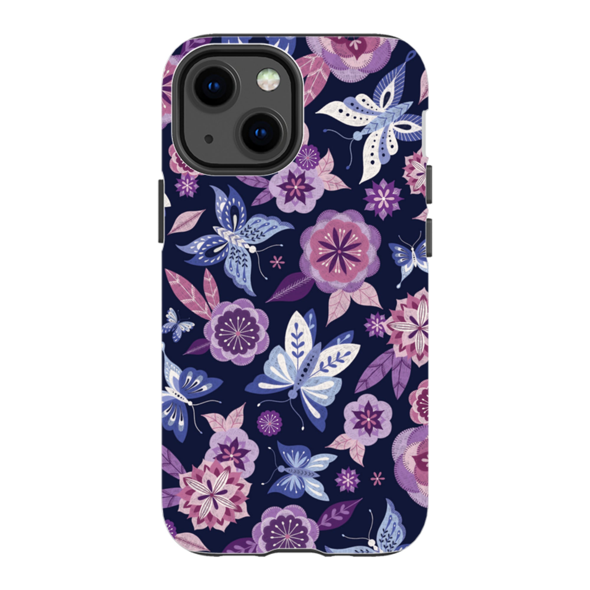 iPhone Tough Case - Butterfly Blooms Navy By Jenny Zemanek