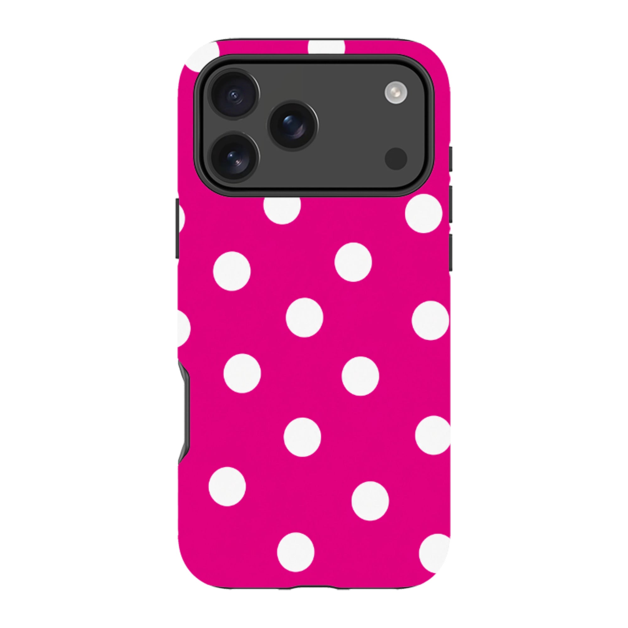 iPhone Tough Case - Hot Pink & White Polka Dot