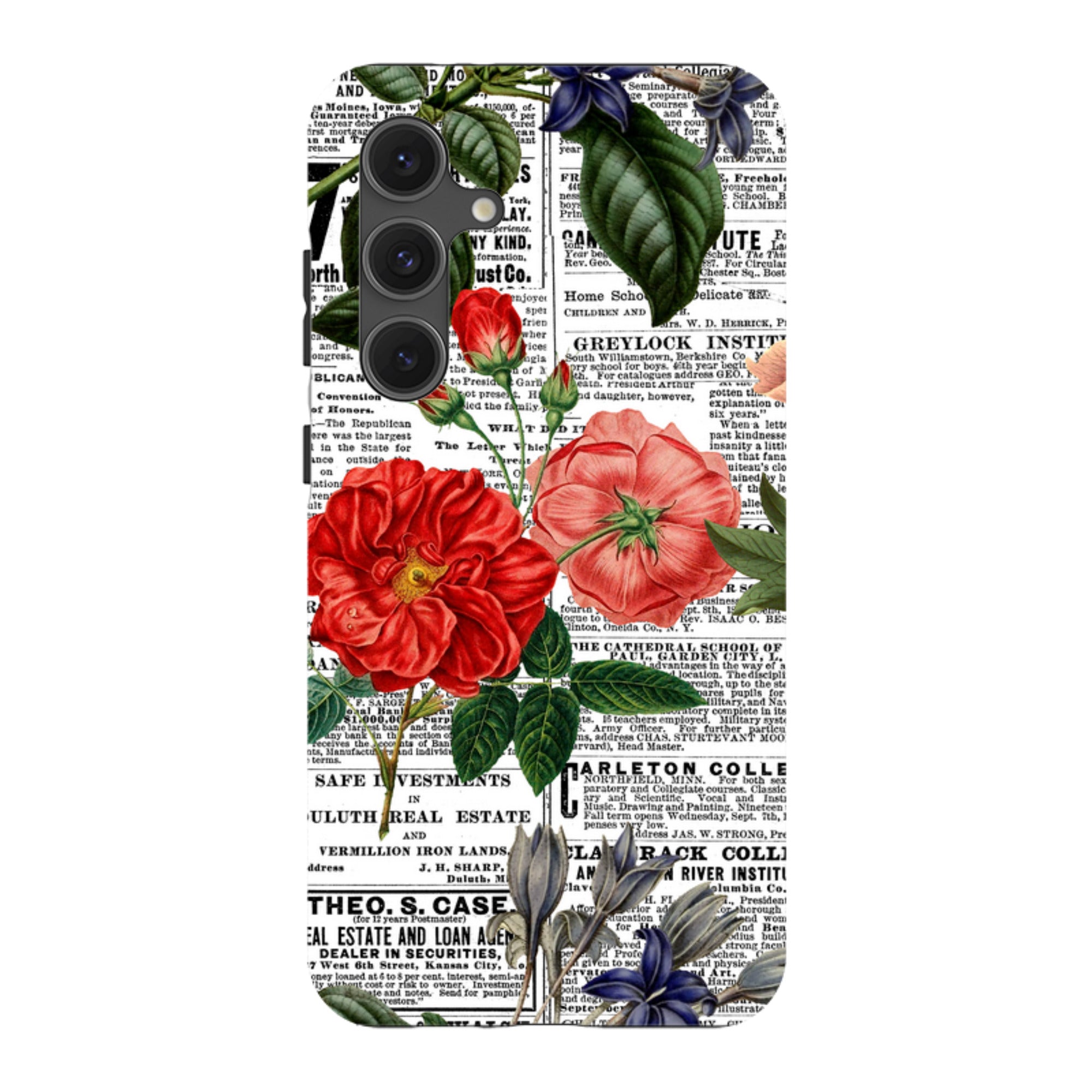 Samsung Tough Case - Floral Newsprint