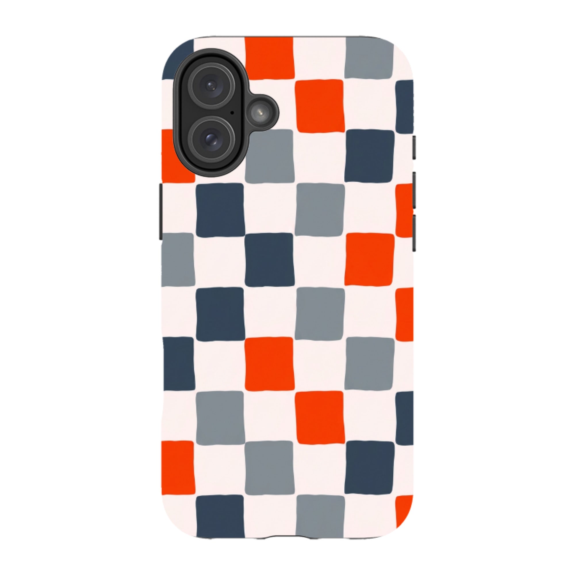 iPhone Tough Case - Orange & Navy Checkerboard