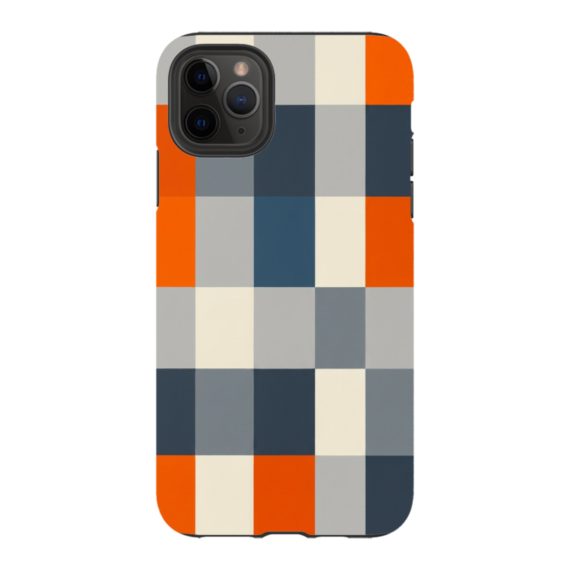 iPhone Tough Case - Navy Blue & Orange Plaid