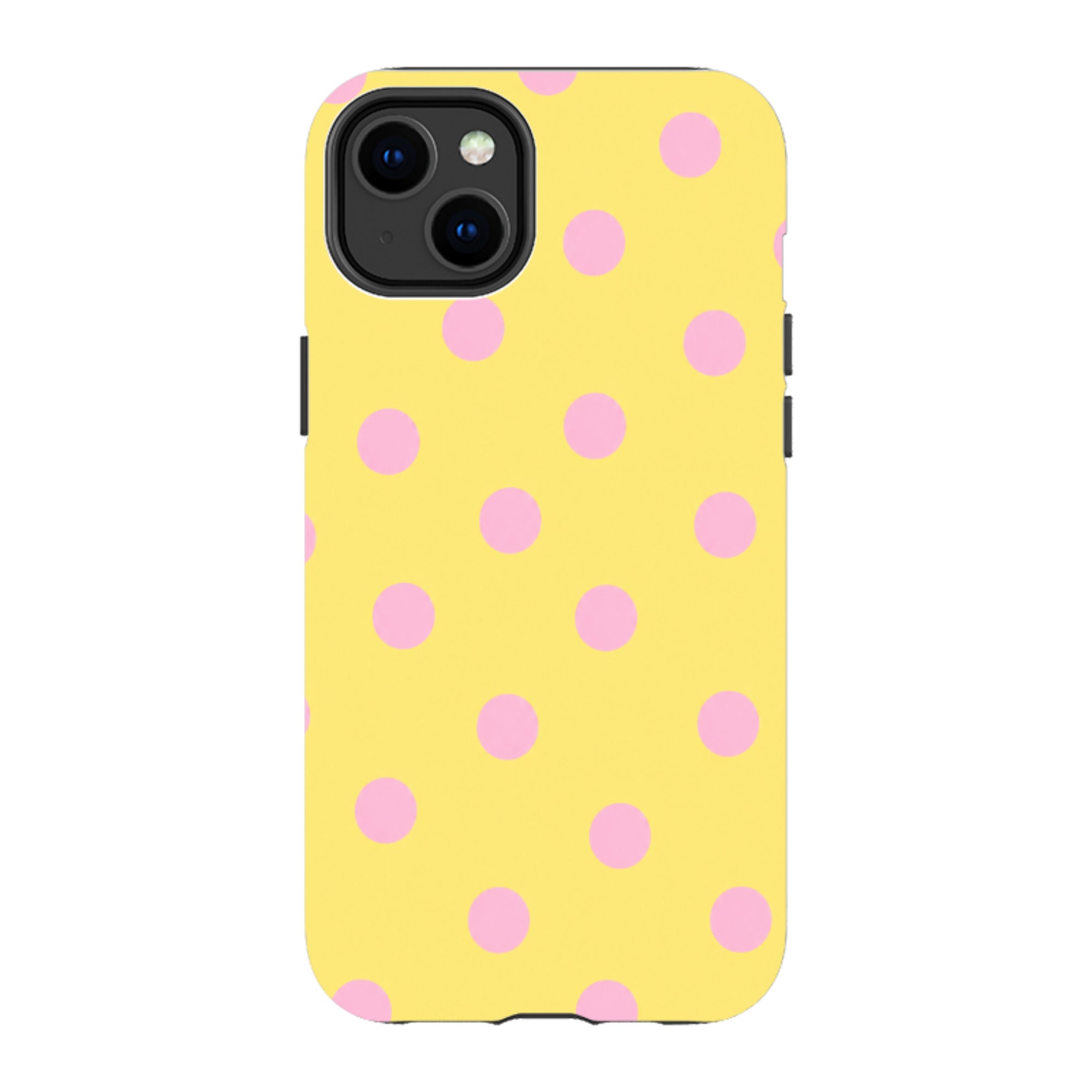 iPhone Tough Case - Yellow & Pink Polka Dot