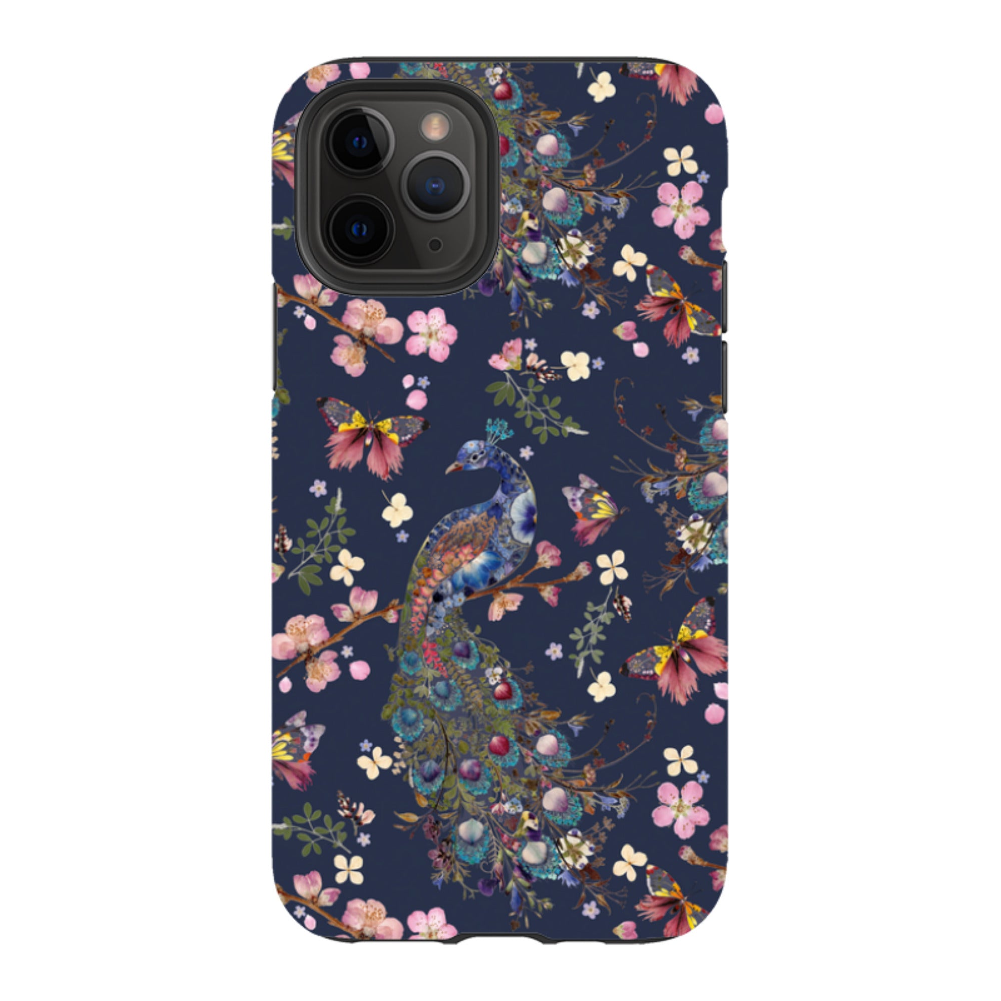 iPhone Tough Case - Peacock and Cherry Blossoms Iris By Helen Ahpornsiri