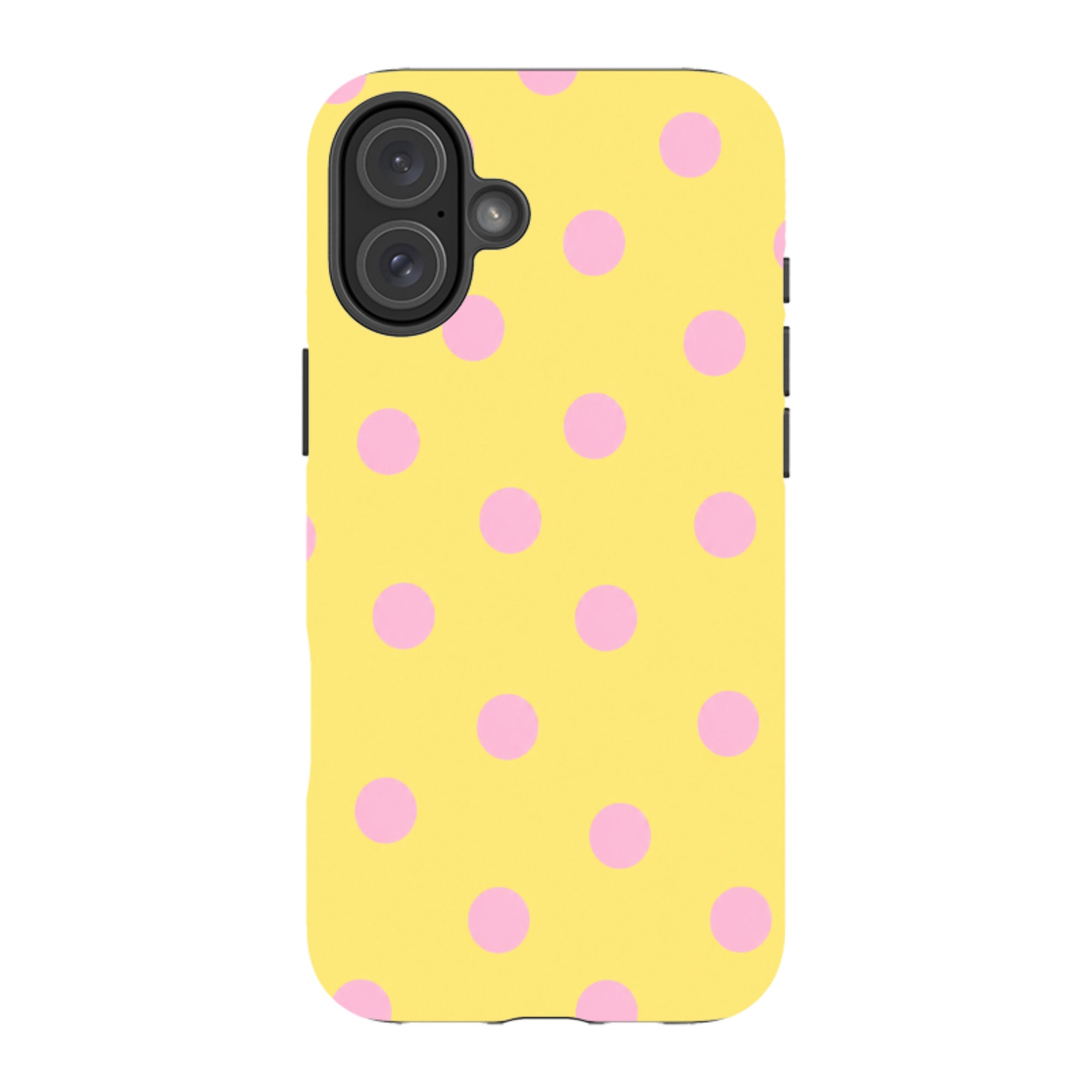 iPhone Tough Case - Yellow & Pink Polka Dot