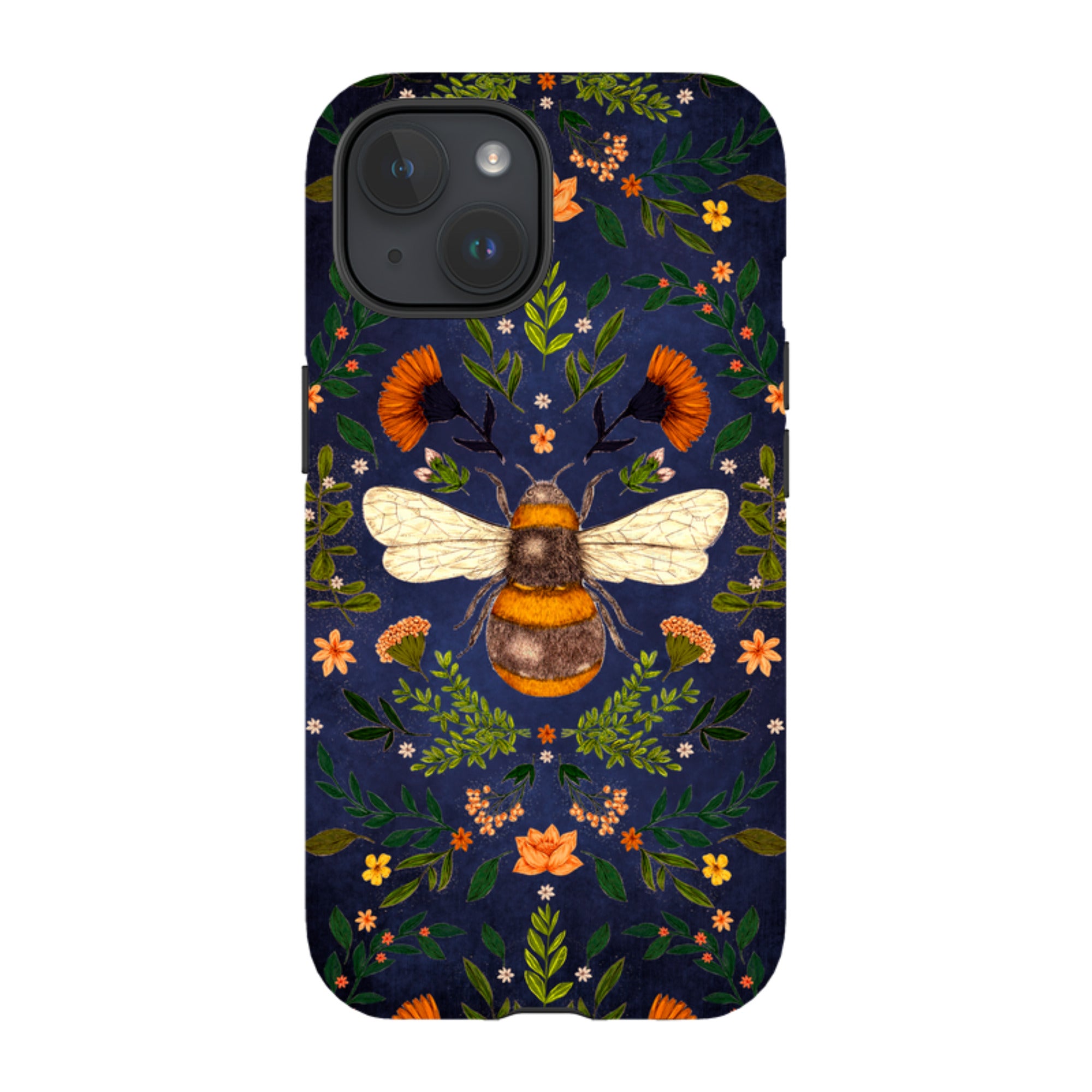 iPhone Tough Case - Botanical Bee Blue By Jade Mosinski