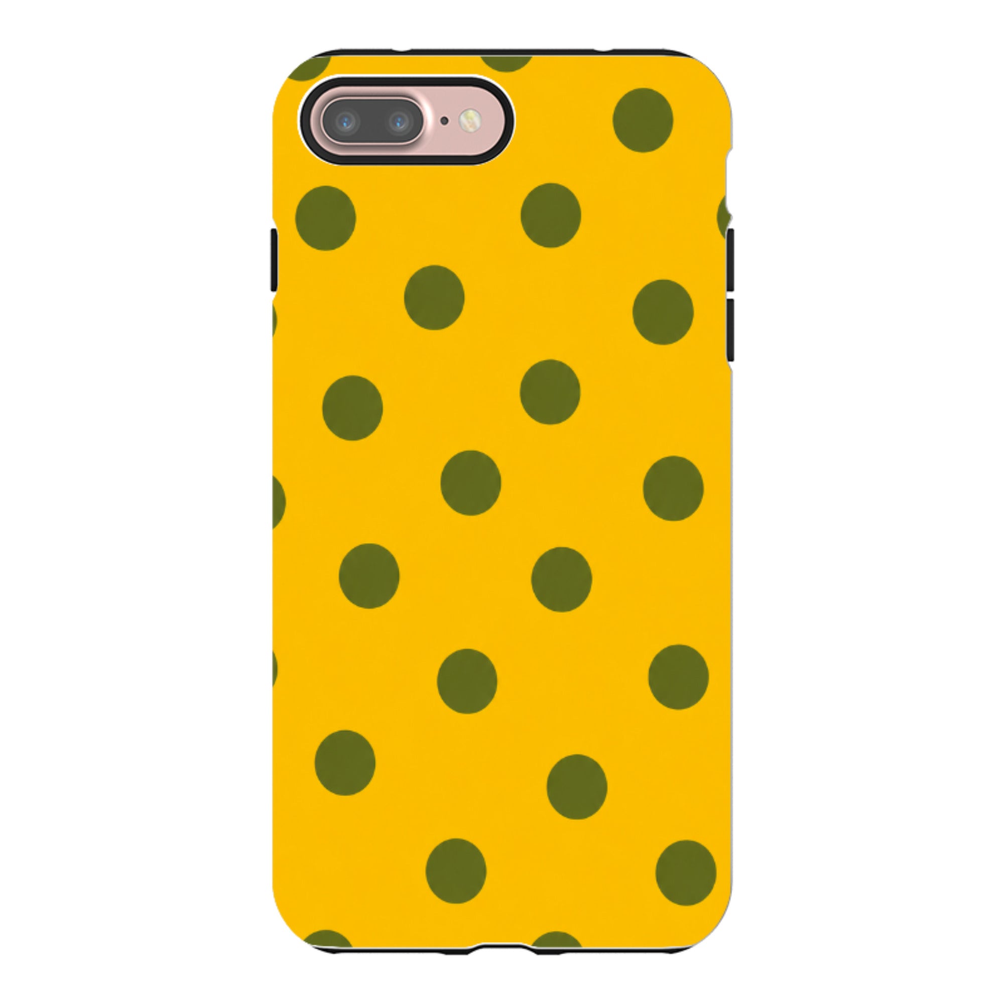 iPhone Tough Case - Mustard Yellow & Olive Green Polka Dot