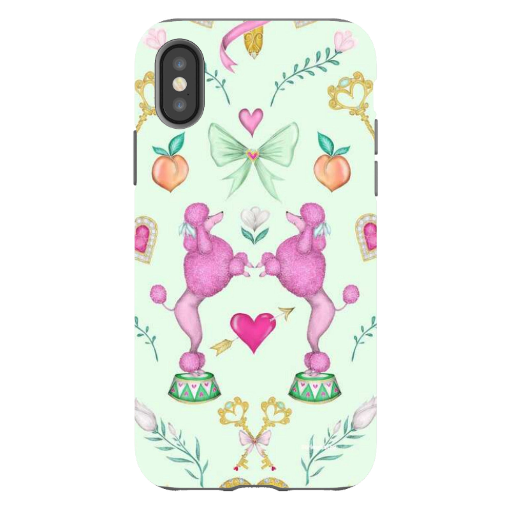 iPhone Tough Case - Pink Poodle Parlour Mint By Catherine Rowe
