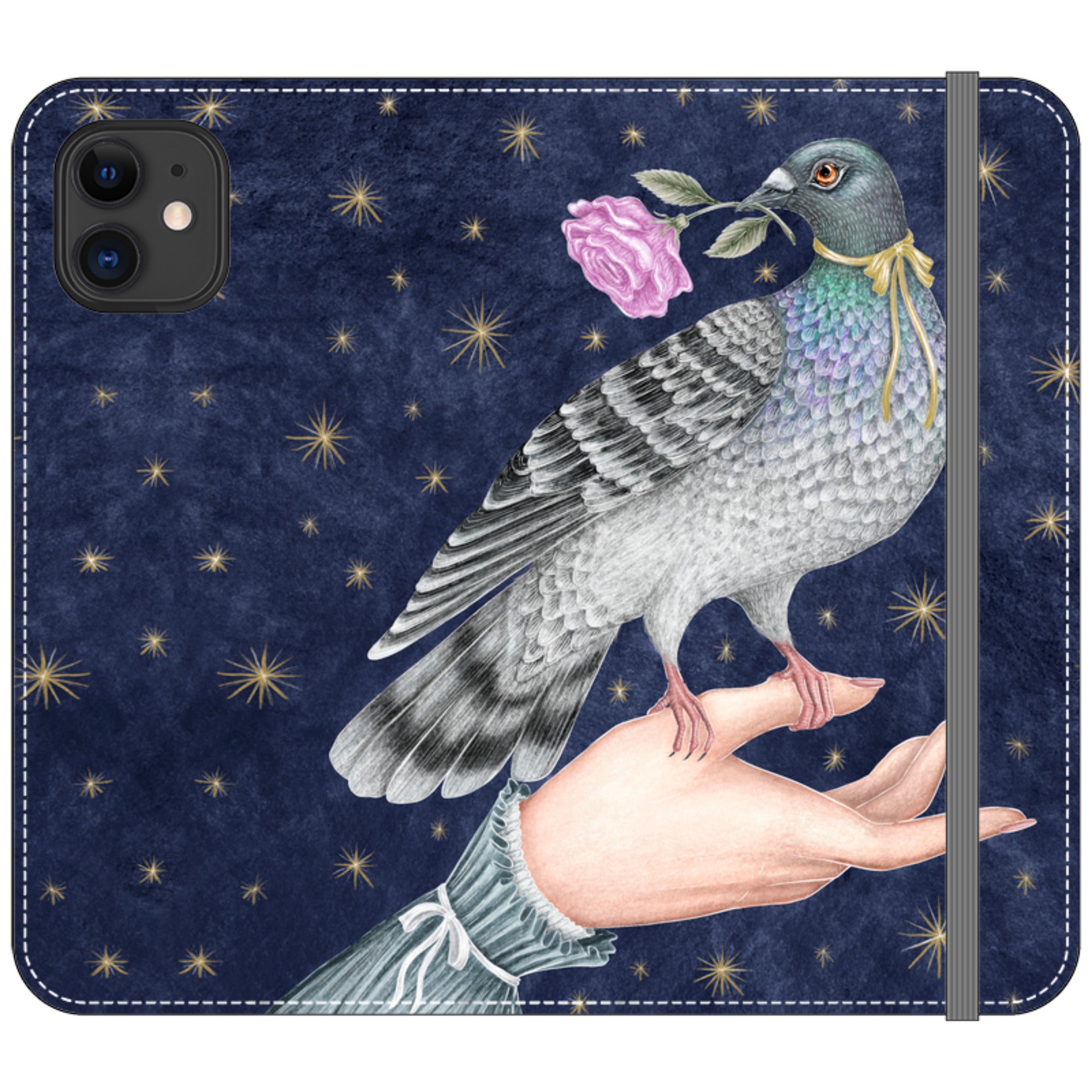 Pigeon With Rose Wallet Case By Catherine Rowe