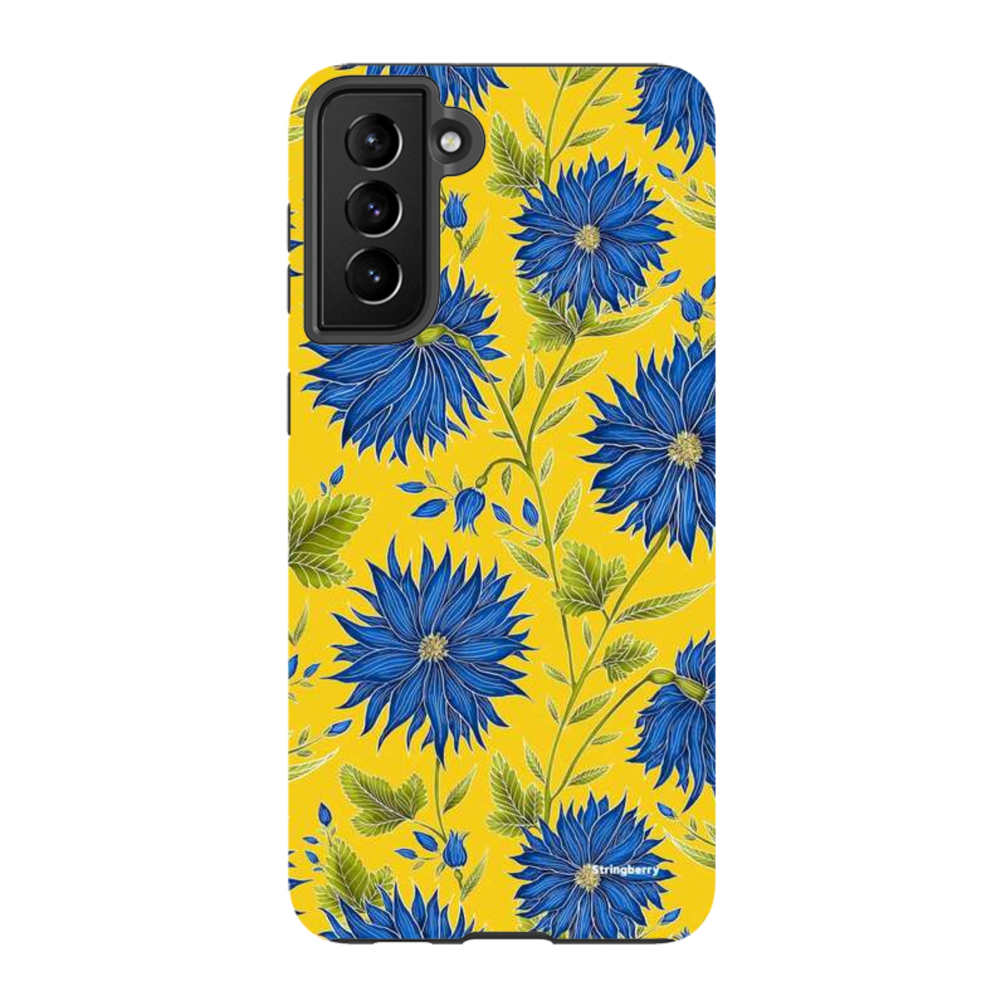 Samsung Tough Case - Blue Flowers Yellow By Catherine Rowe