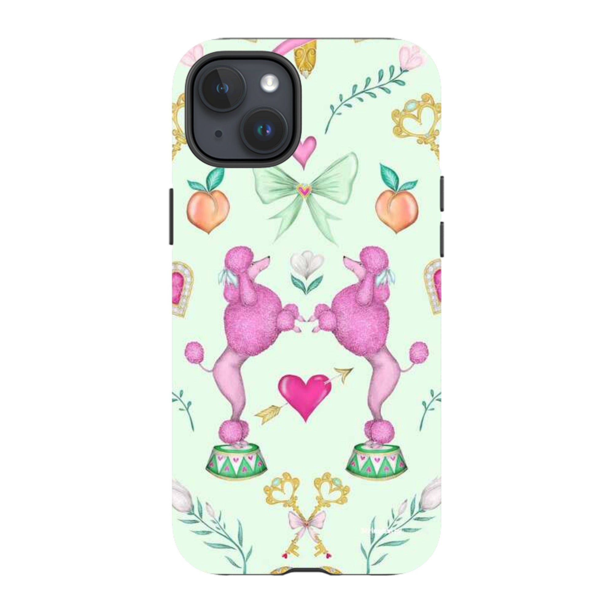 iPhone MagSafe Tough Case - Pink Poodle Parlour Mint By Catherine Rowe