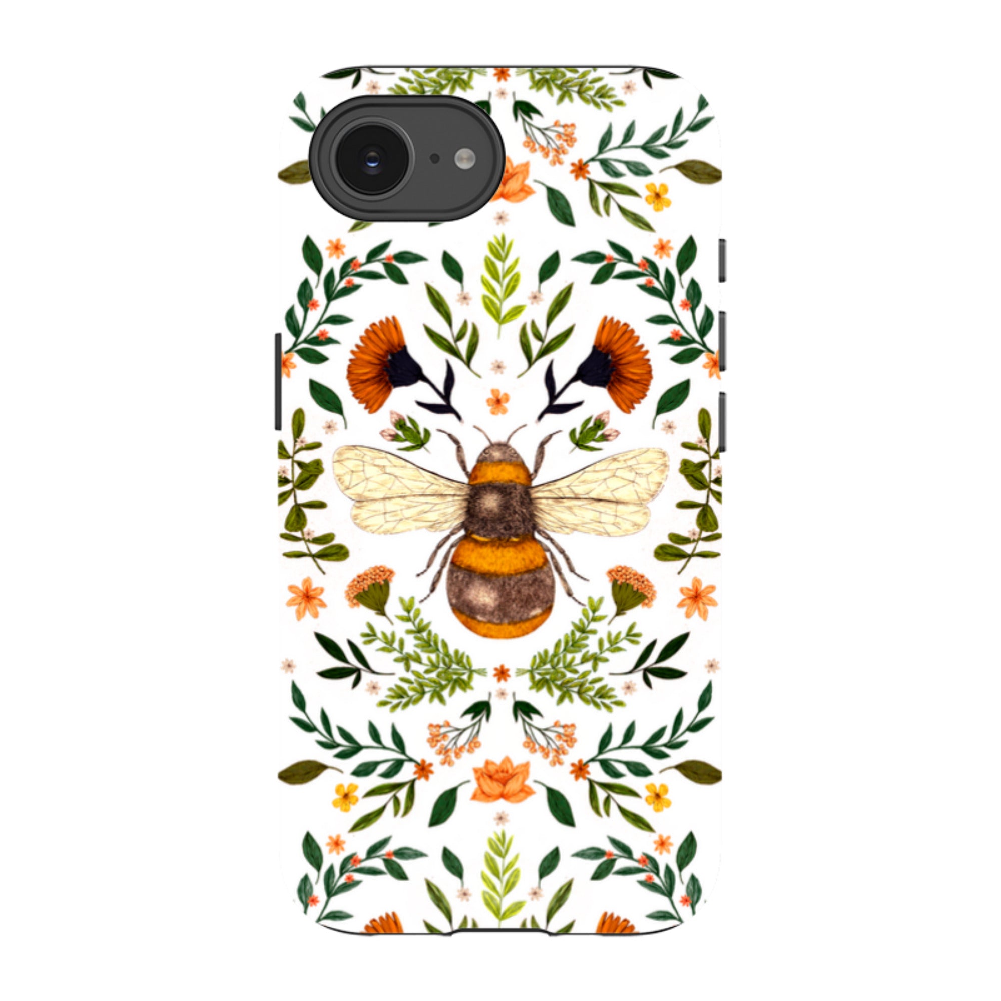 iPhone Tough Case - Botanical Bee White By Jade Mosinski
