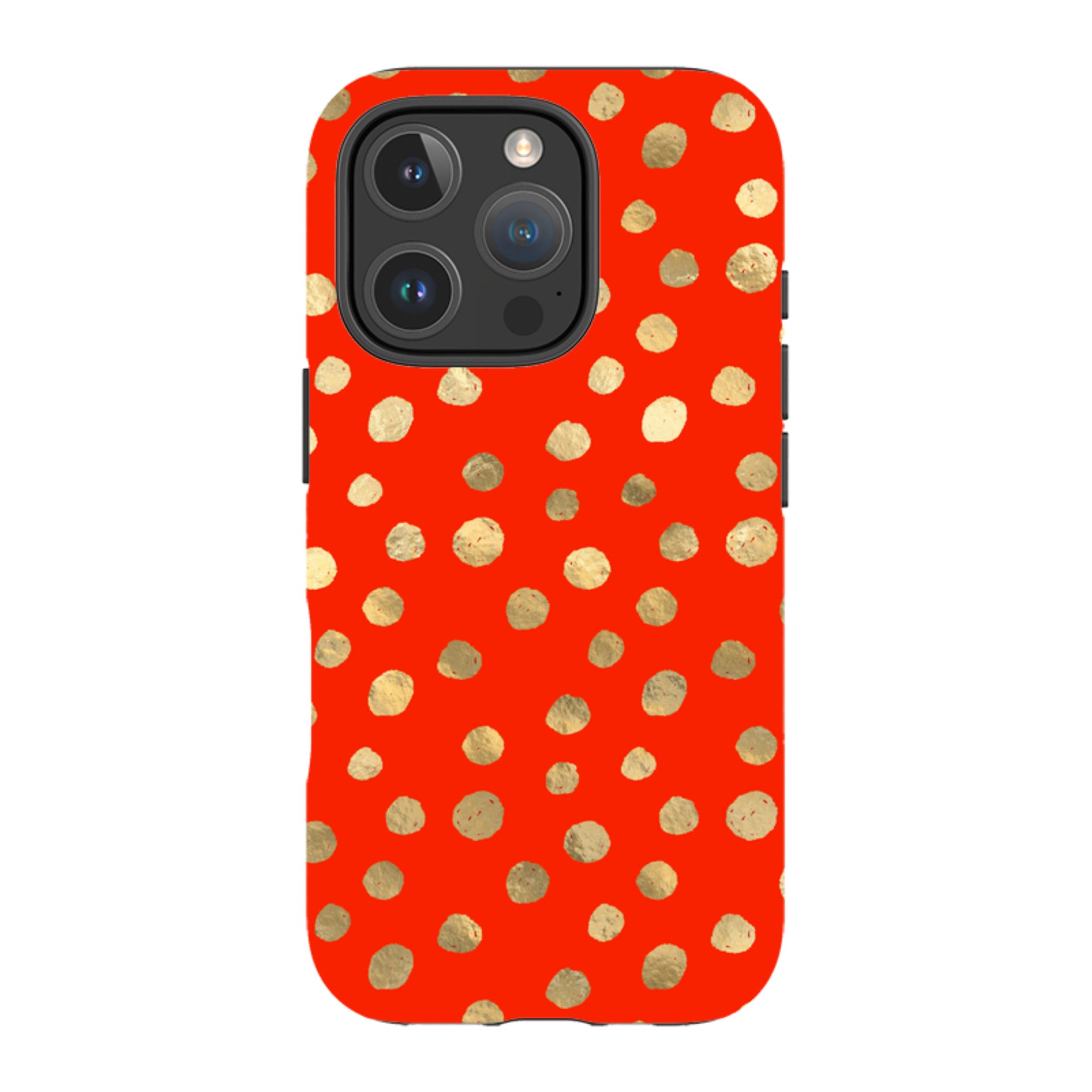 iPhone Tough Case - Red and Golden Dots