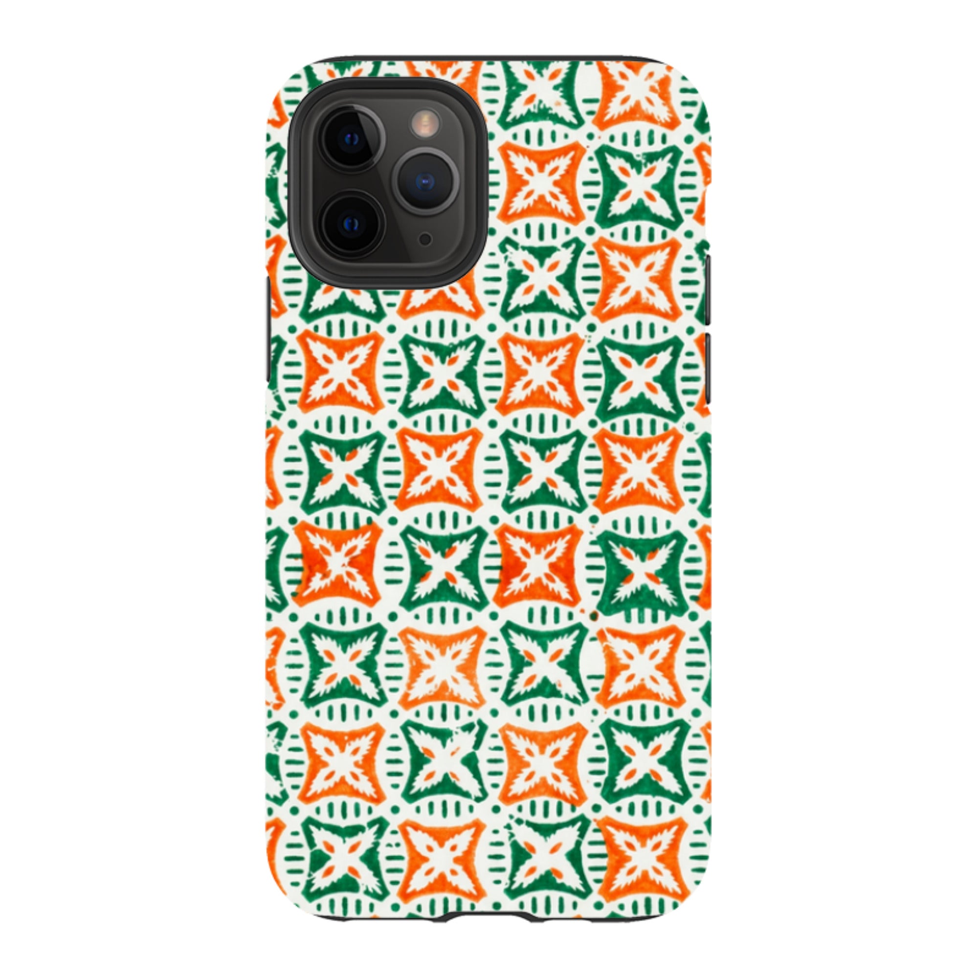 iPhone Tough Case - Orange & Green Tile