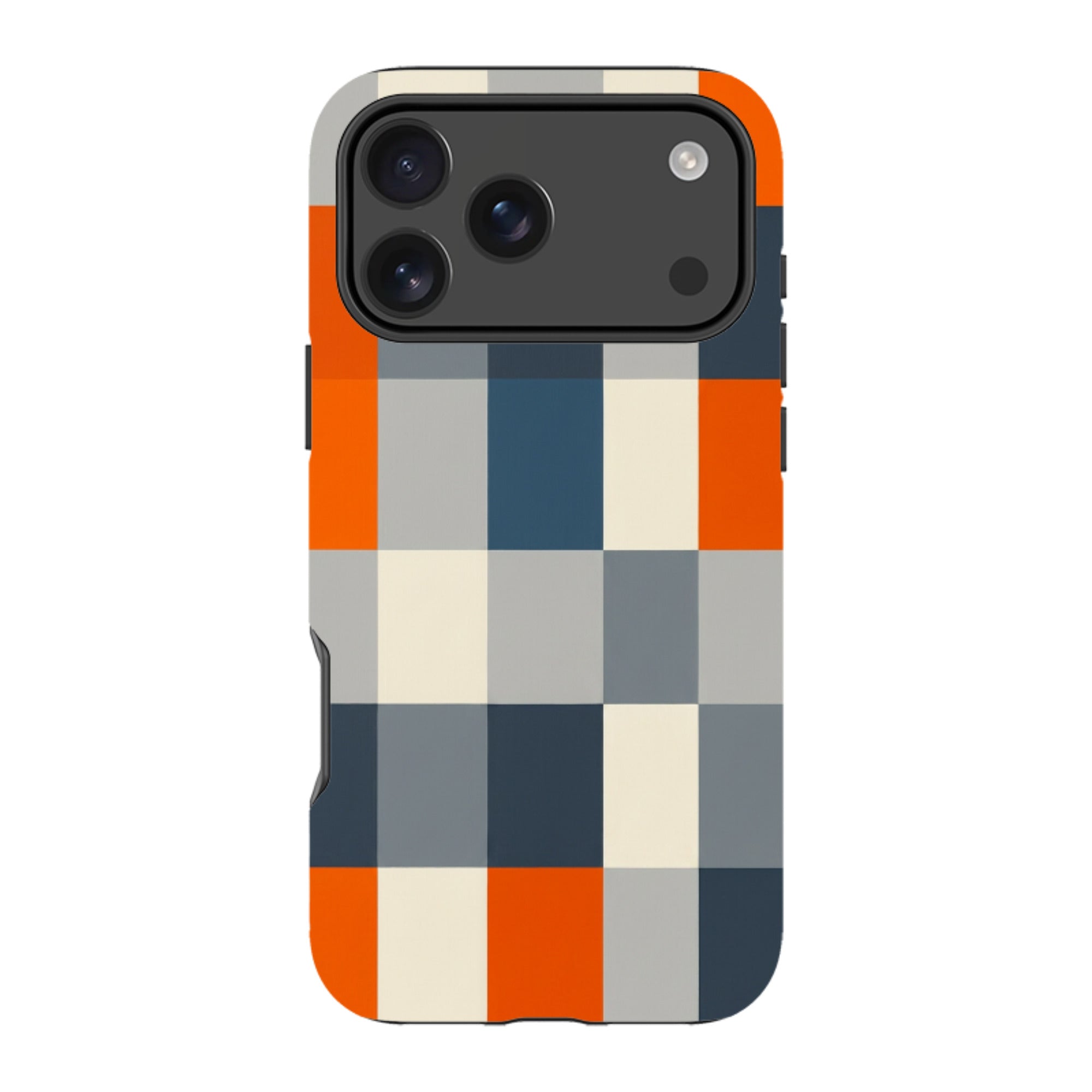 iPhone Tough Case - Navy Blue & Orange Plaid