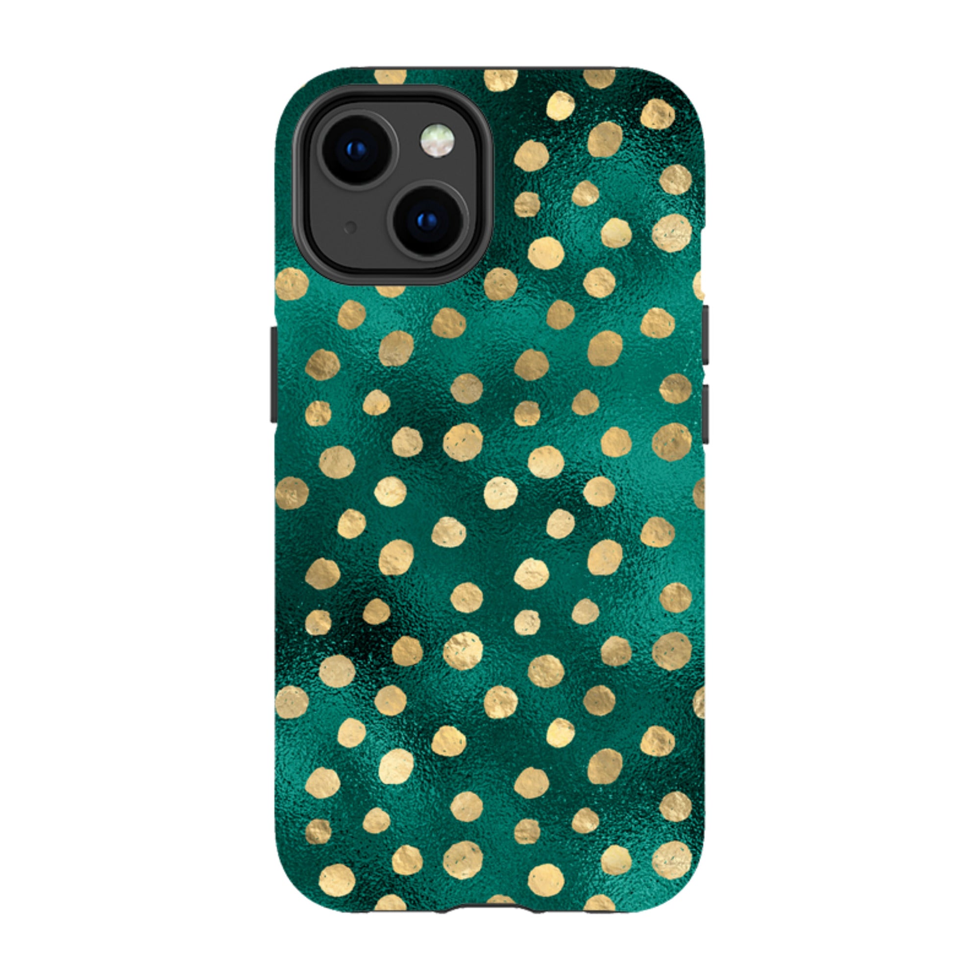 iPhone Tough Case - Forest and Gold Dots