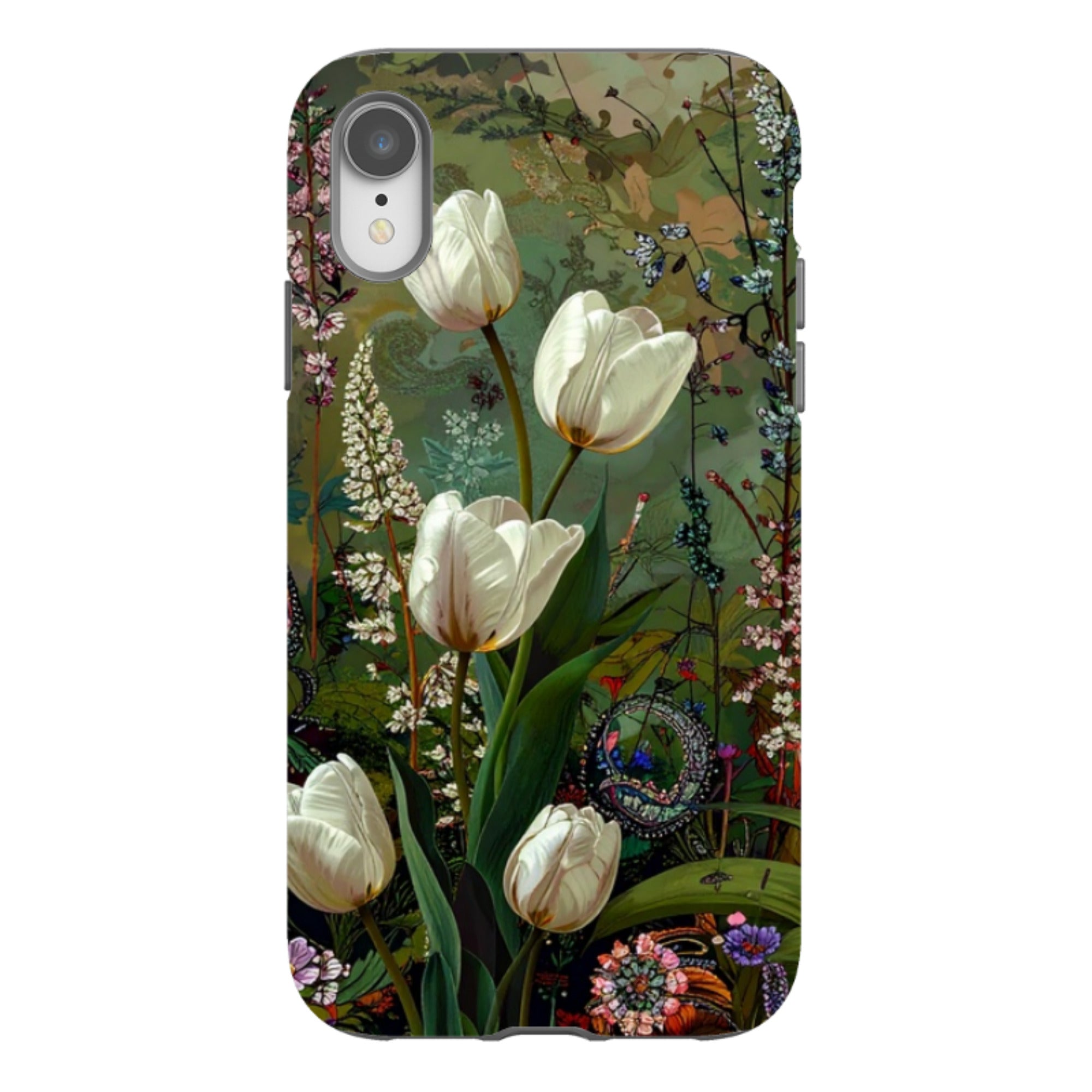 iPhone Tough Case - Green Vyne White Tulips