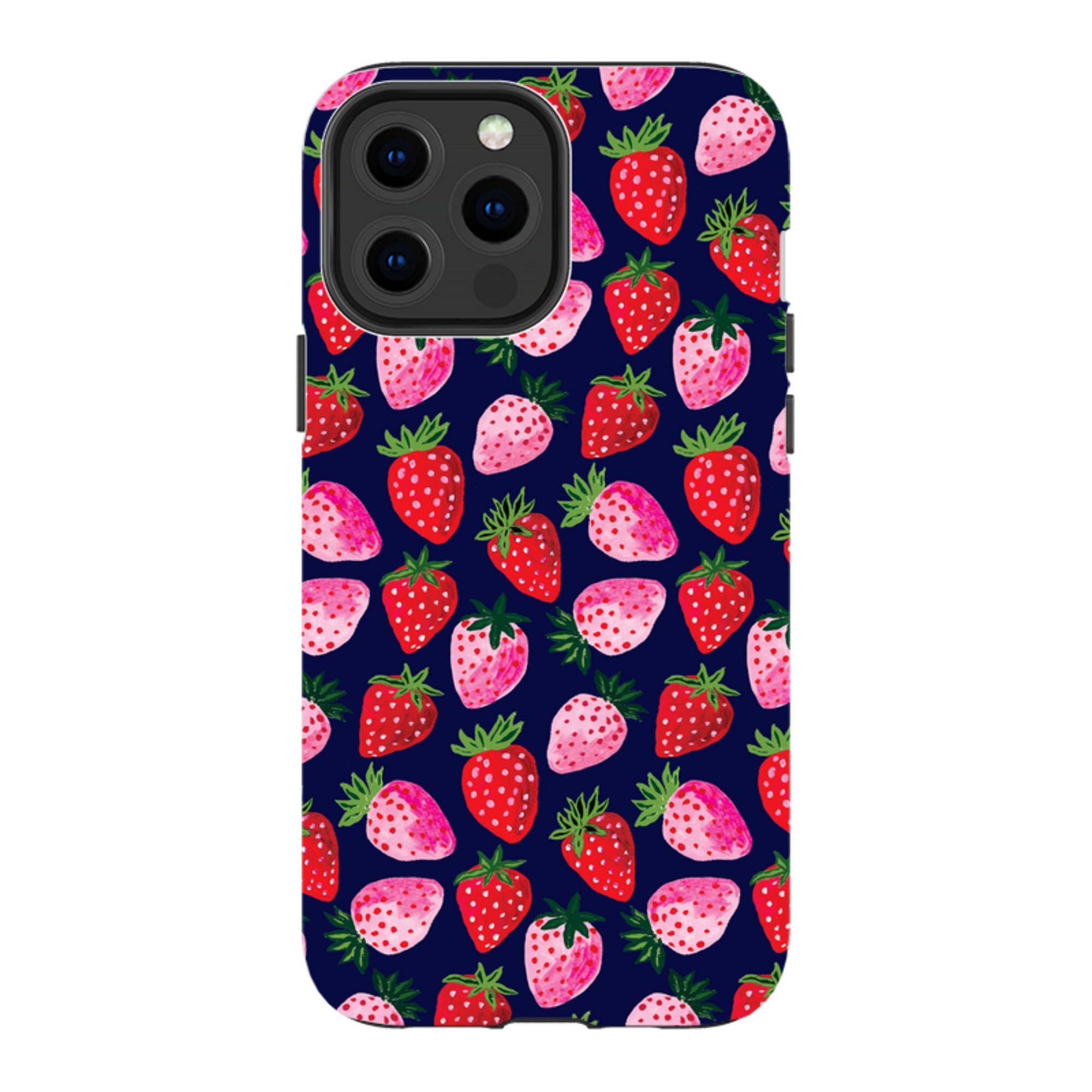 iPhone Tough Case - Strawberry Scatter Navy By Emma Frances Grant