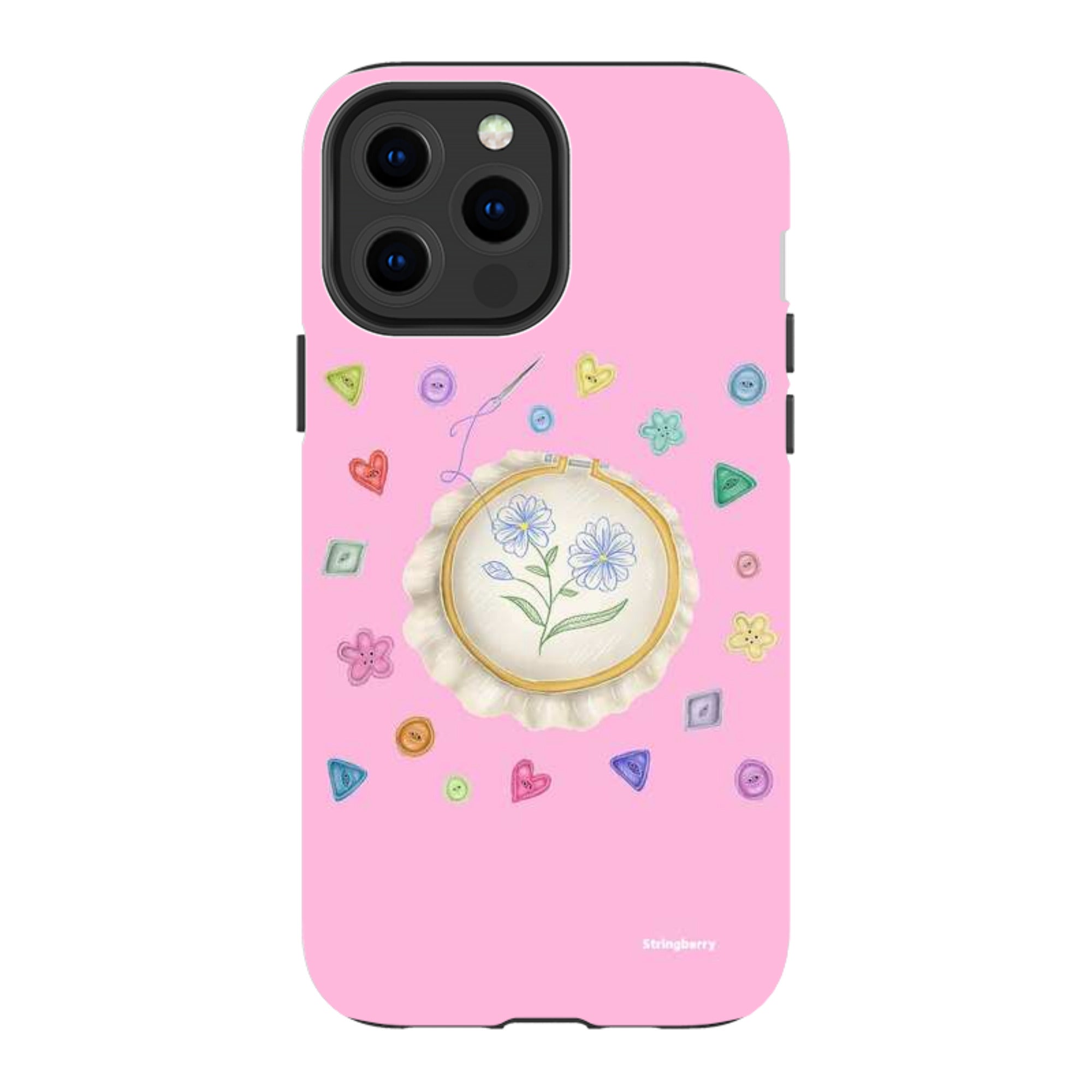 iPhone Tough Case - Flower Buttons Needlework By Catherine Rowe
