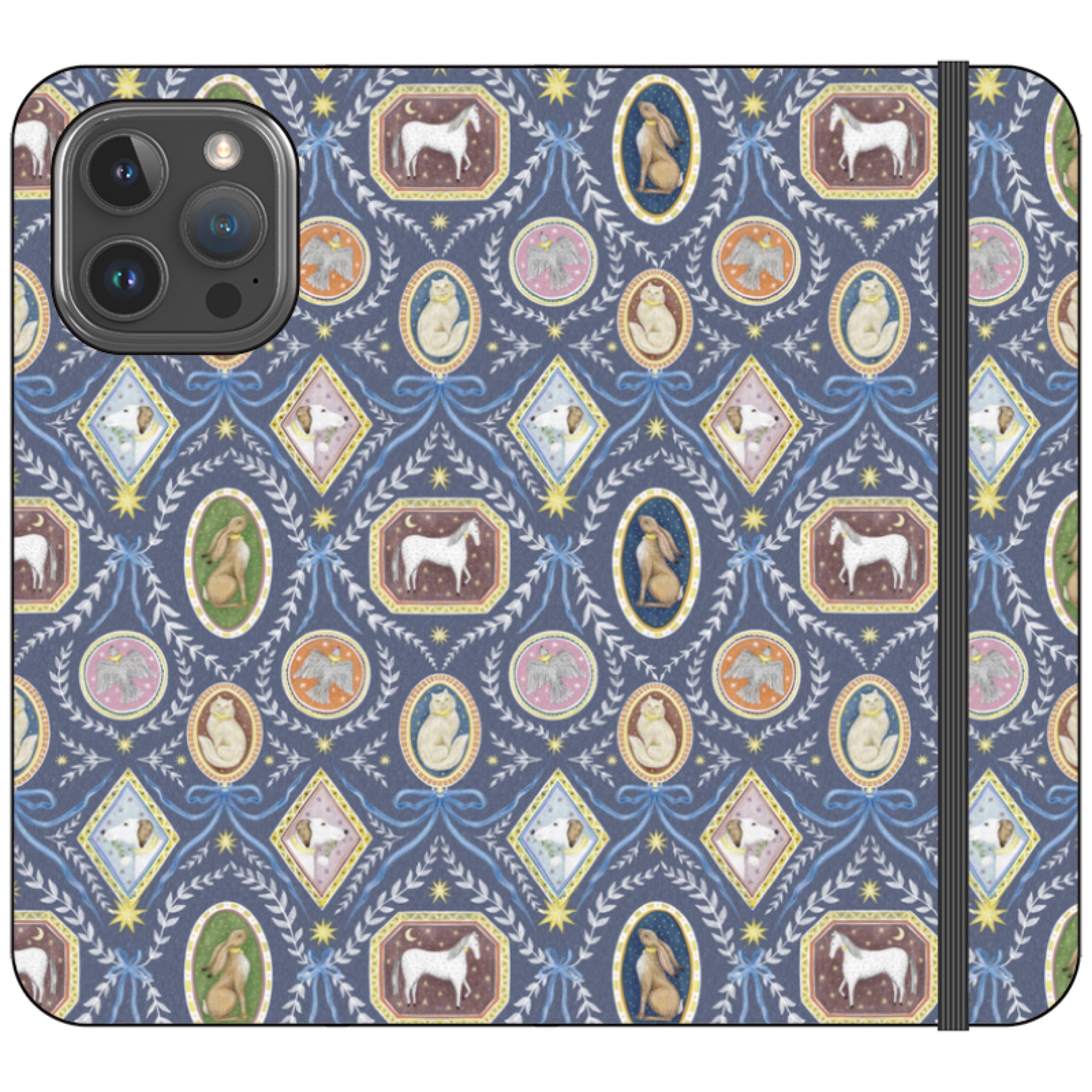 Charleston Dusk Blue Wallet Case By Catherine Rowe