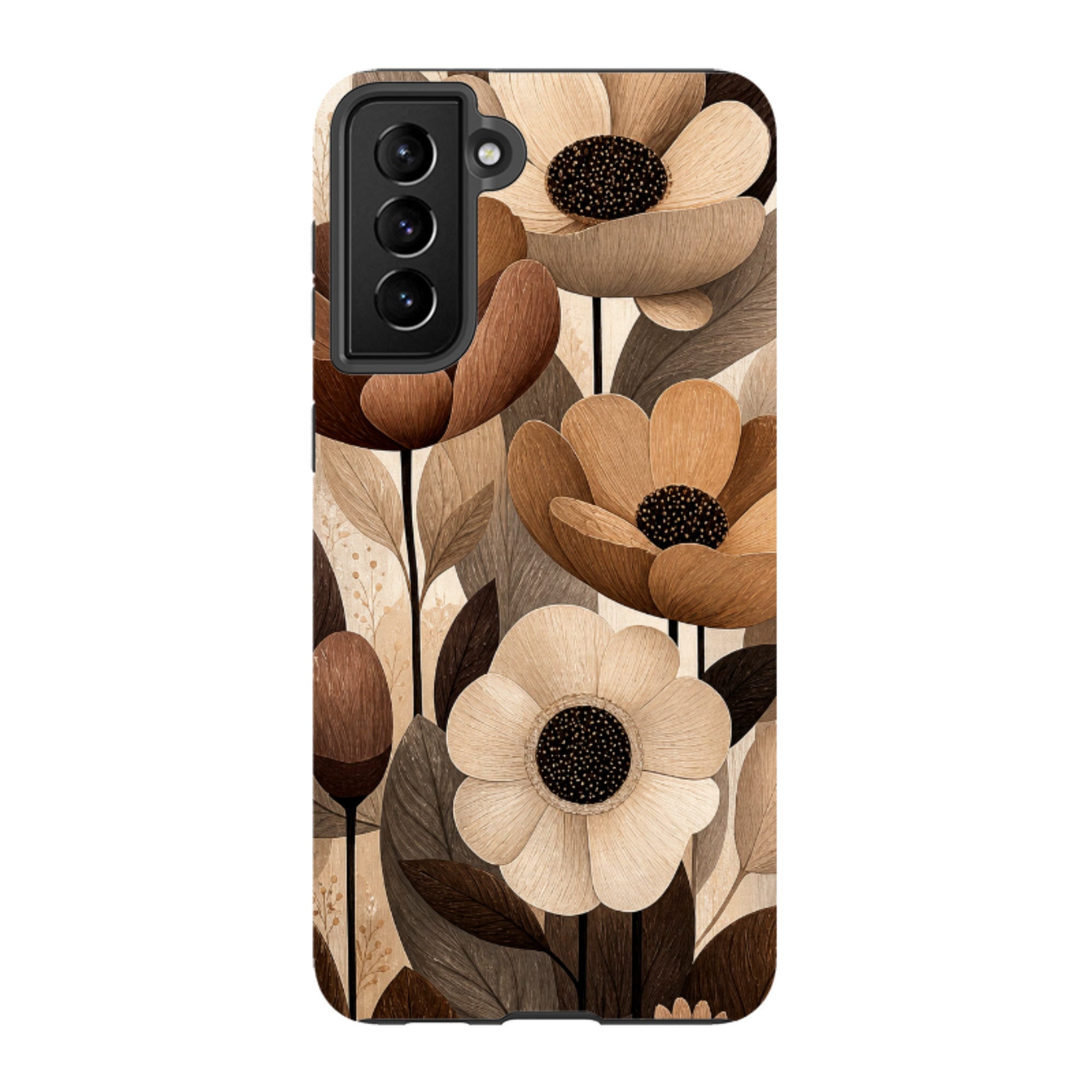 Samsung Tough Case - Chocolate Woodgrain Floral