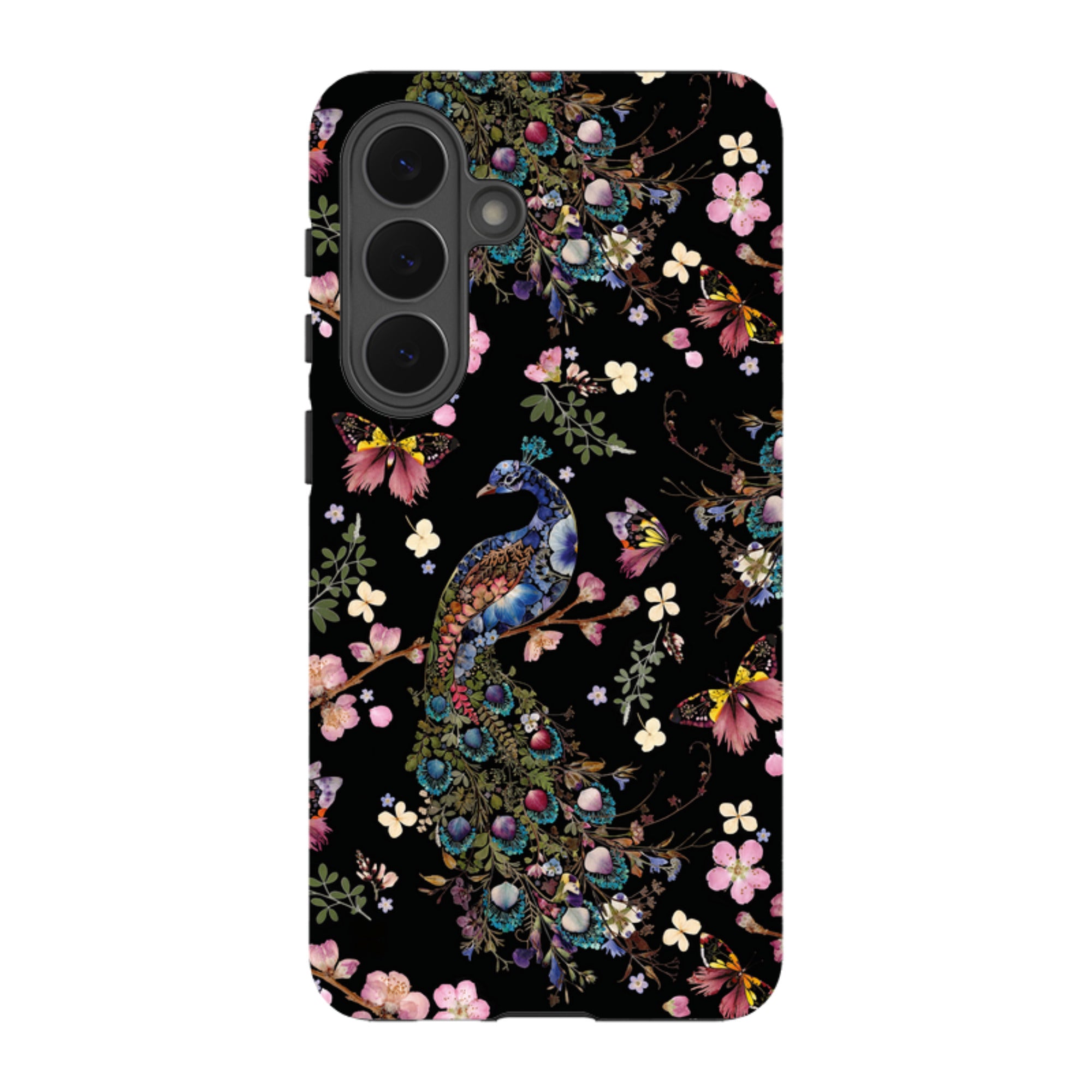 Samsung Tough Case - Peacock and Cherry Blossoms Dark By Helen Ahpornsiri