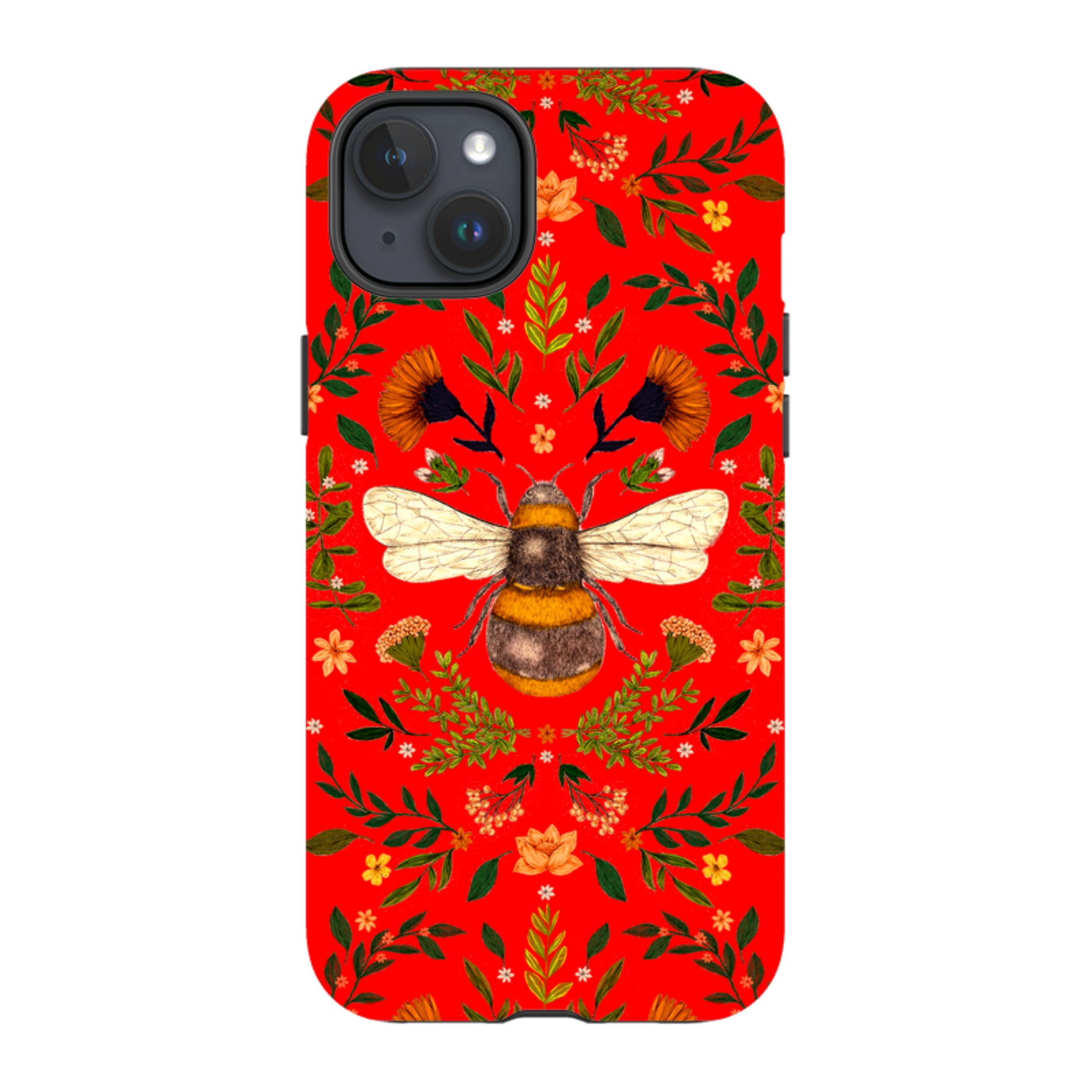 iPhone MagSafe Tough Case -  Botanical Bee Red By Jade Mosinski