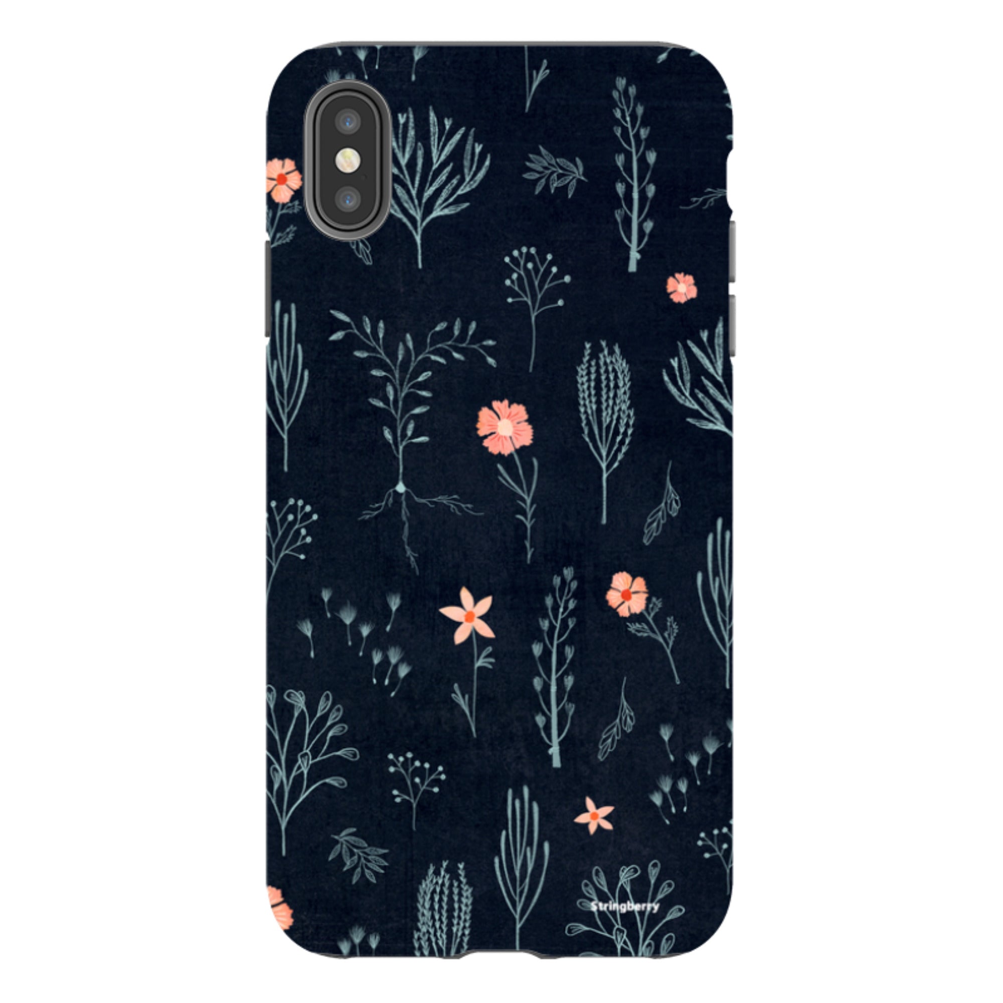 iPhone Tough Case - Floral Light Blue And Pink By Katherine Quinn