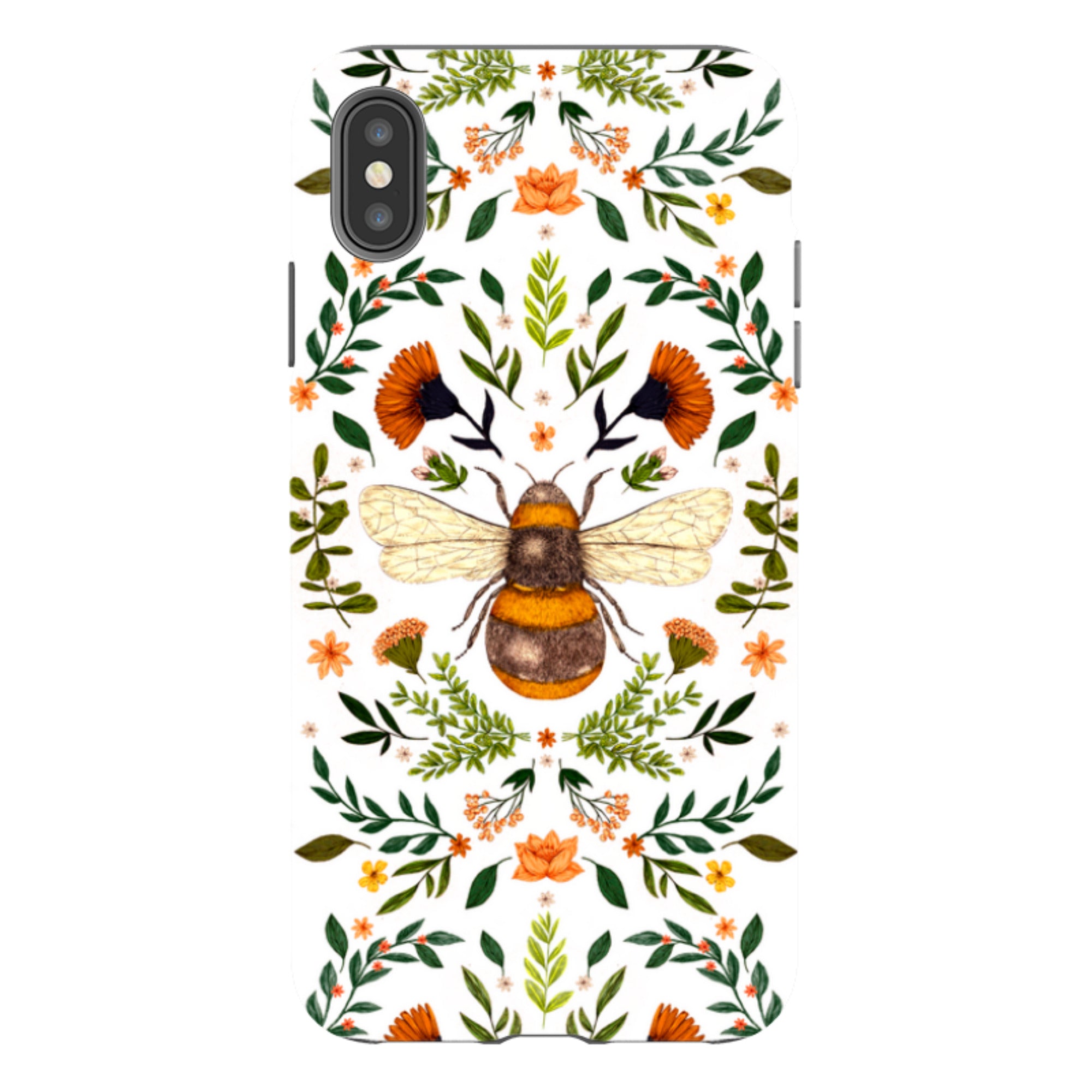 iPhone Tough Case - Botanical Bee White By Jade Mosinski