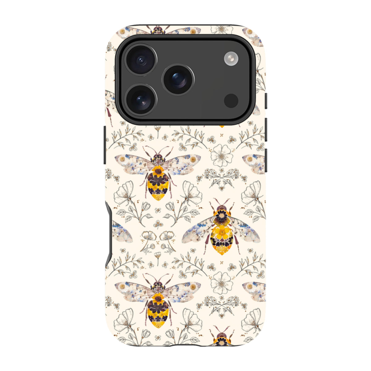 iPhone MagSafe Tough Case - Alabaster Bumble Bee Multi By Helen Ahpornsiri