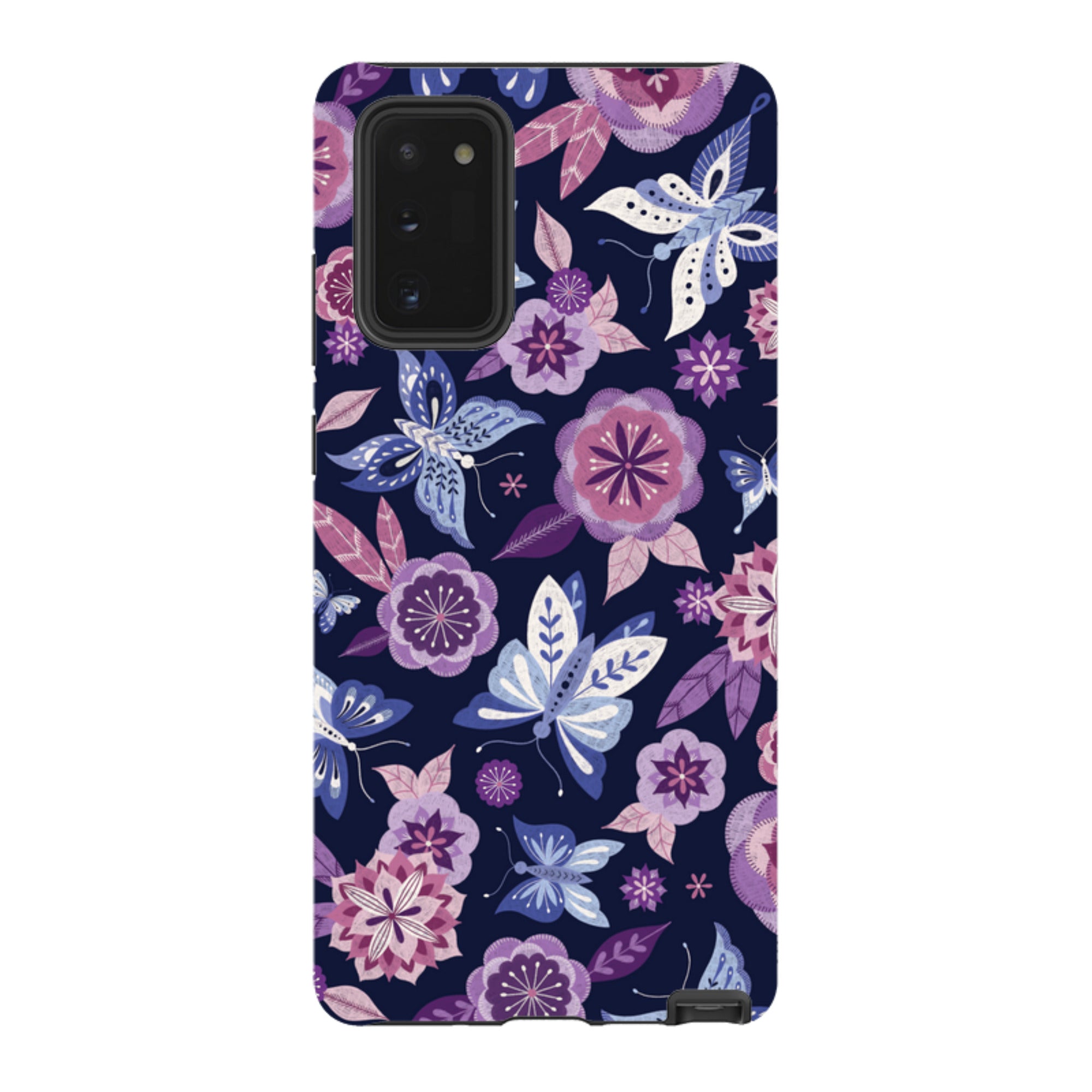 Samsung Tough Case - Butterfly Blooms Navy By Jenny Zemanek