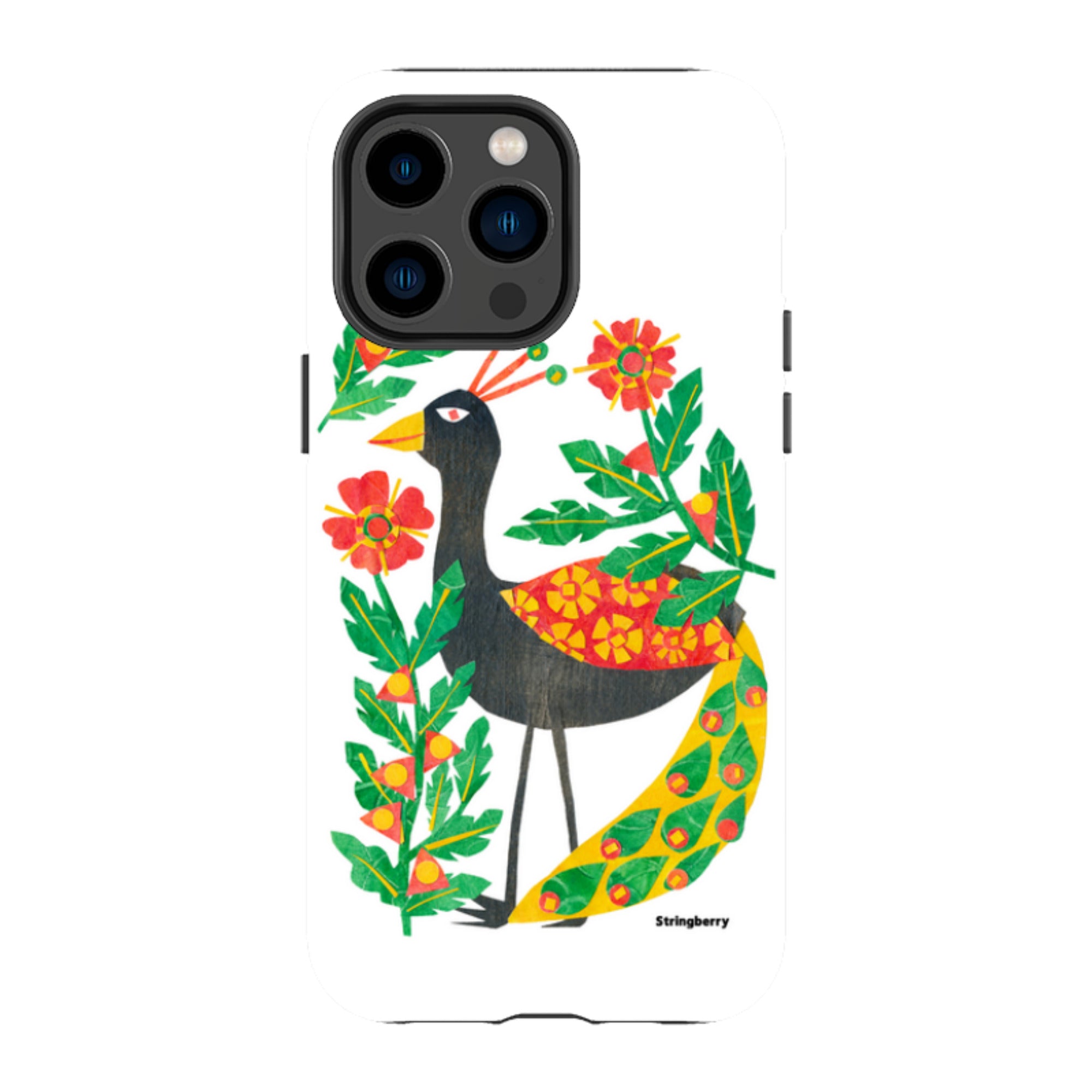 iPhone Tough Case - Folk Floral Peahen By Tracey English