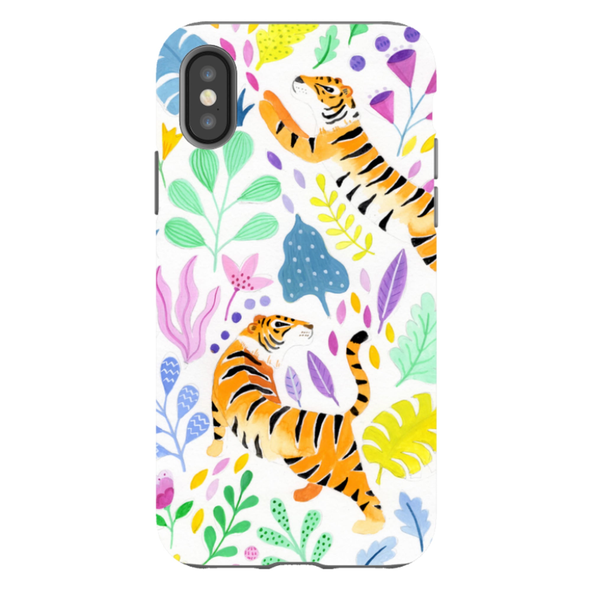 iPhone Tough Case - Tigers And Flowers By Bex Parkin