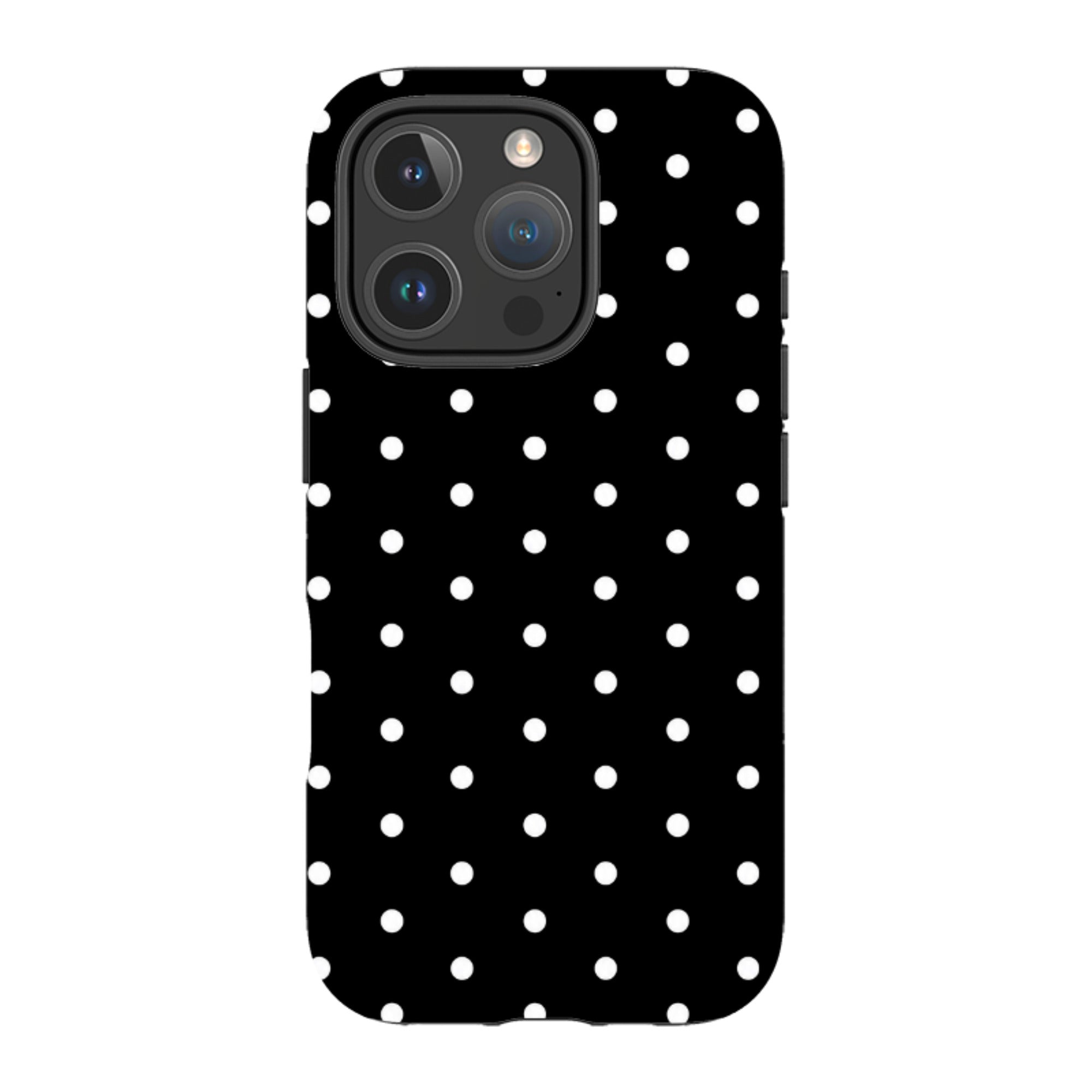 iPhone Tough Case - Black & White Polka Dot