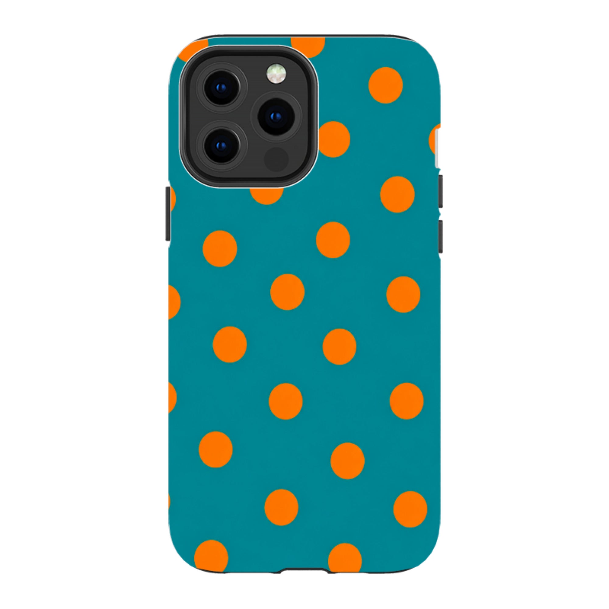 iPhone Tough Case - Teal & Orange Polka Dot