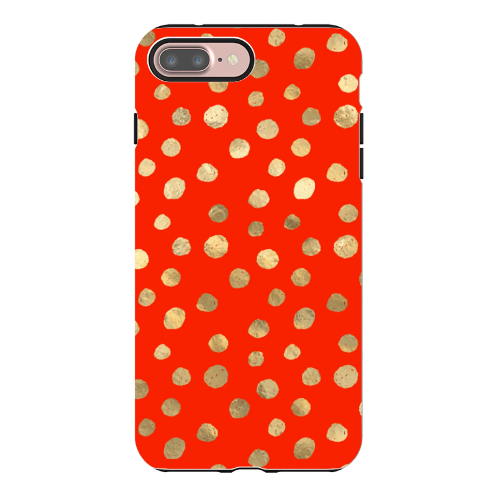 iPhone Tough Case - Red and Golden Dots