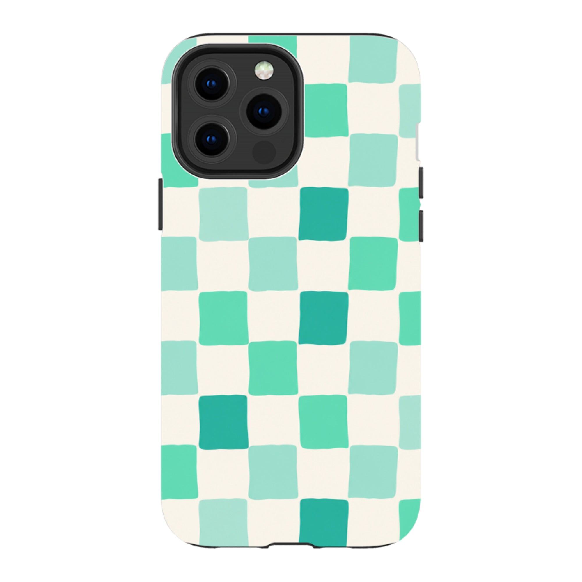 iPhone Tough Case - Mint Green Checkerboard