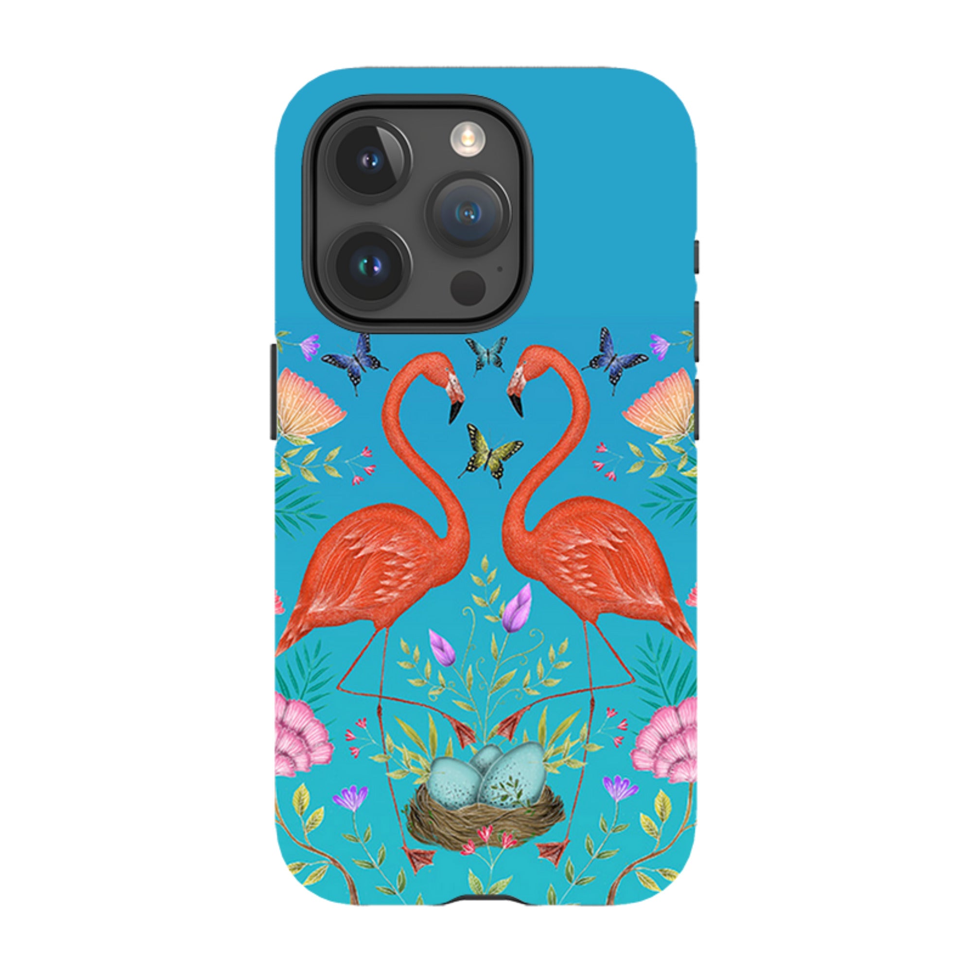 iPhone MagSafe Tough Case -  Flamingos and Flowers By Catherine Rowe