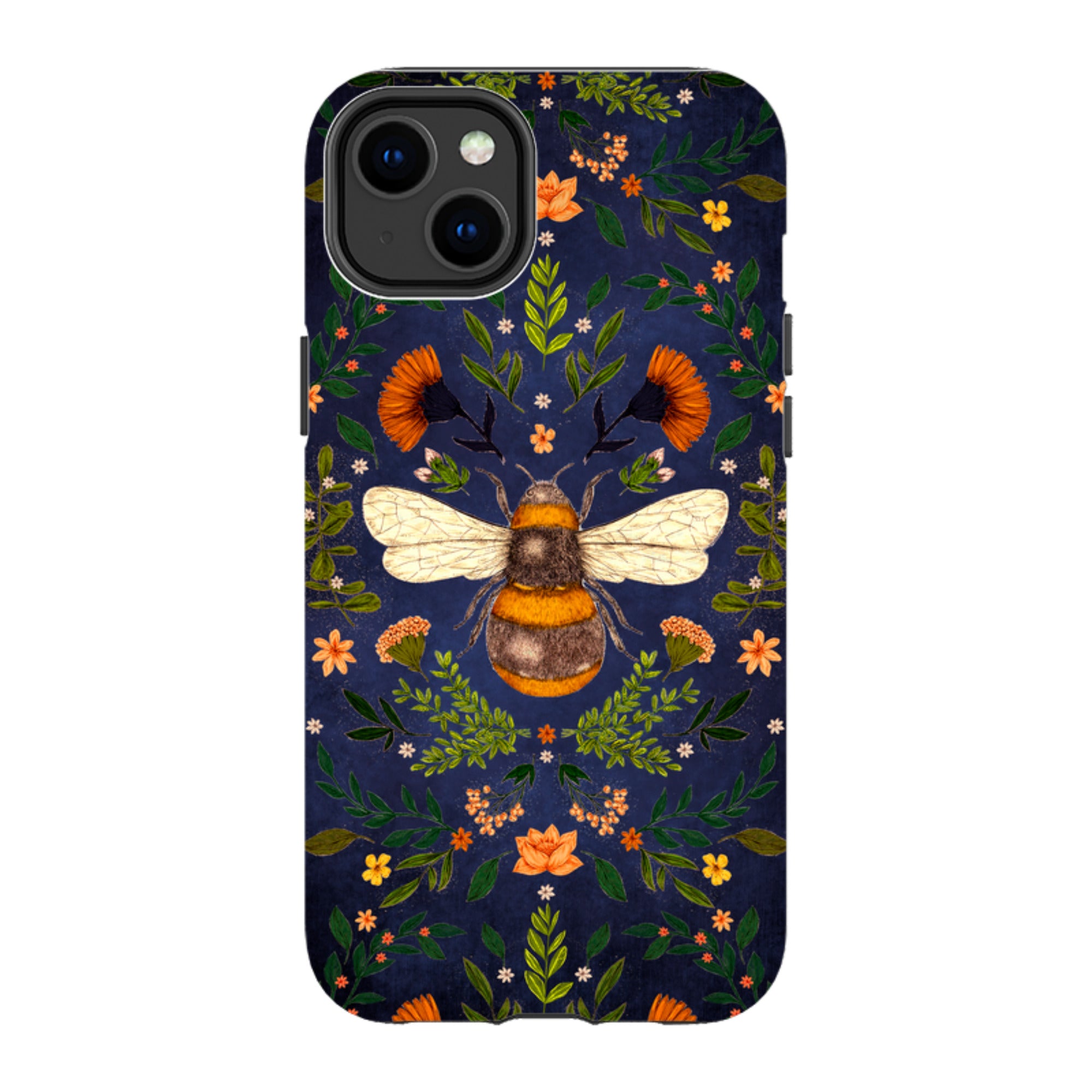 iPhone MagSafe Tough Case -  Botanical Bee Blue By Jade Mosinski
