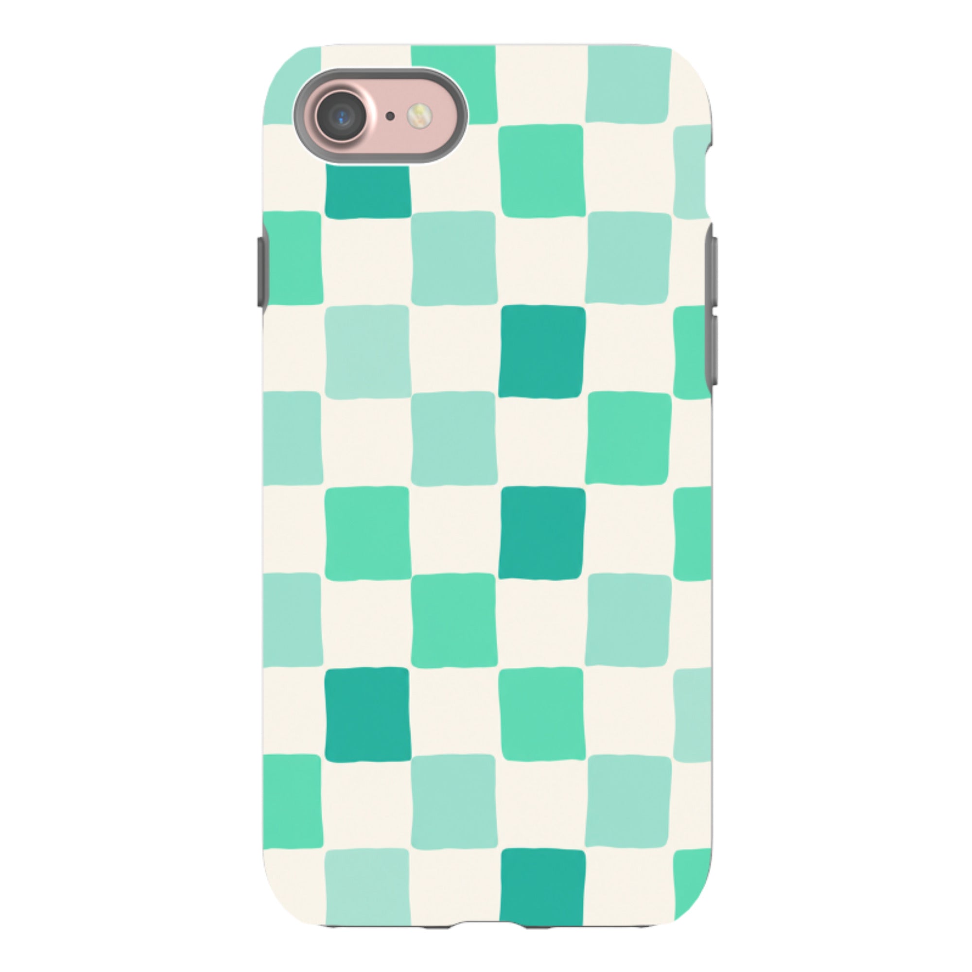 iPhone Tough Case - Mint Green Checkerboard