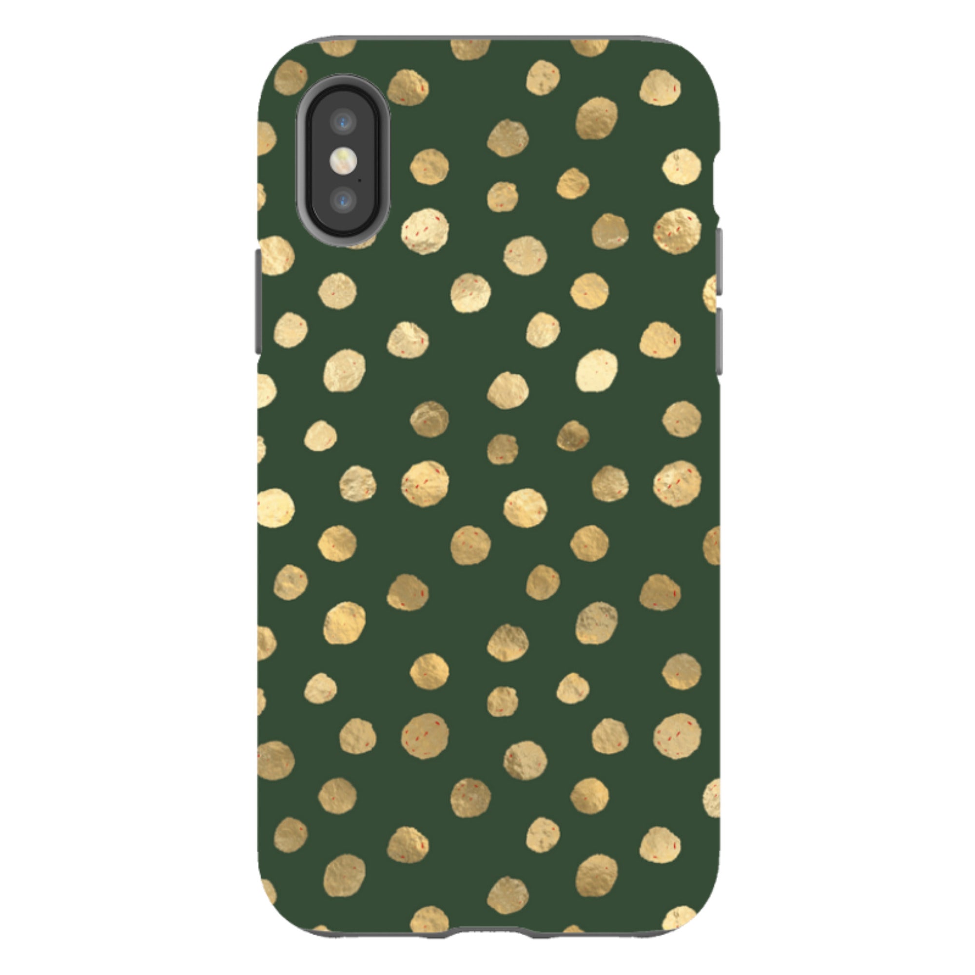 iPhone Tough Case - Green and Gold Dots