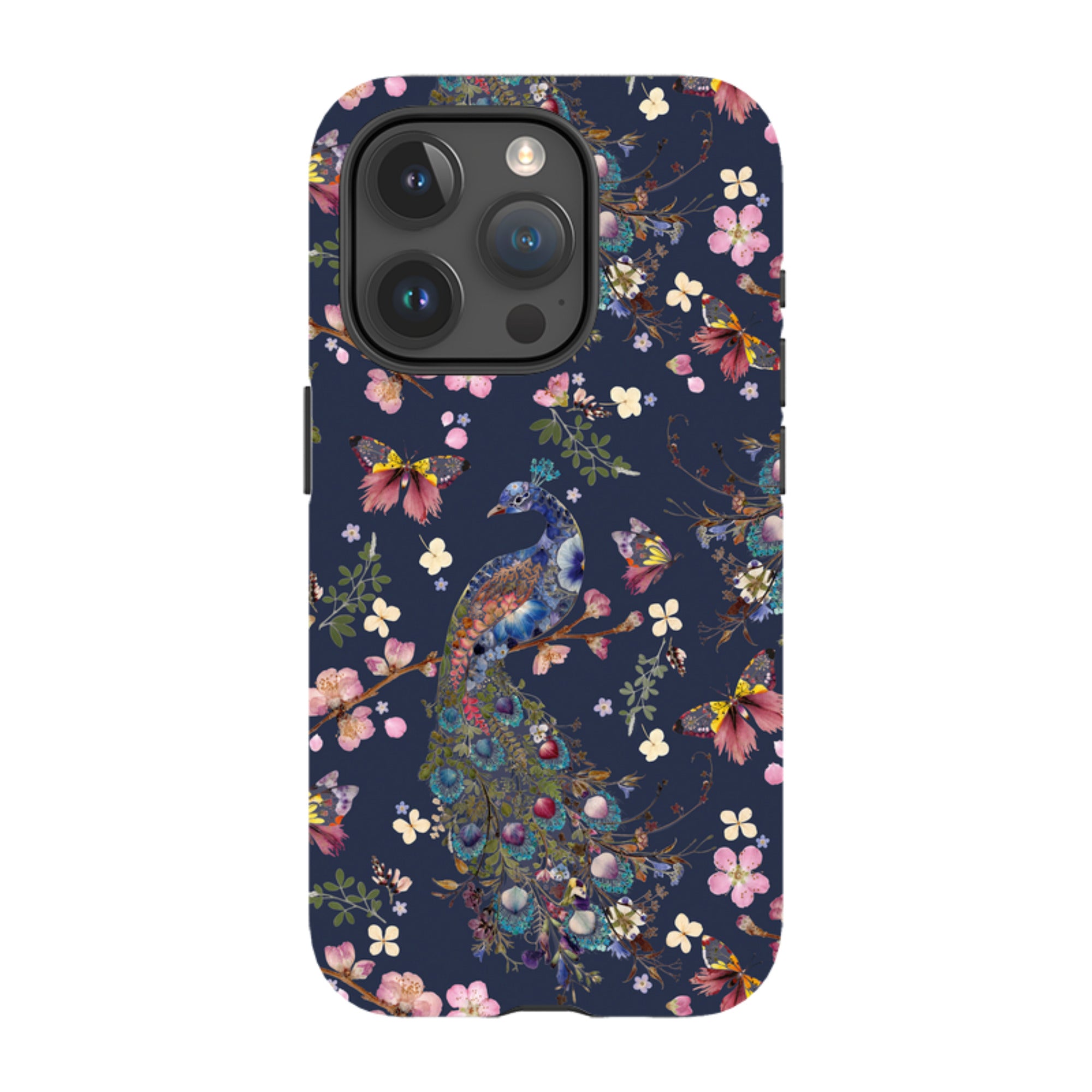 iPhone Tough Case - Peacock and Cherry Blossoms Iris By Helen Ahpornsiri