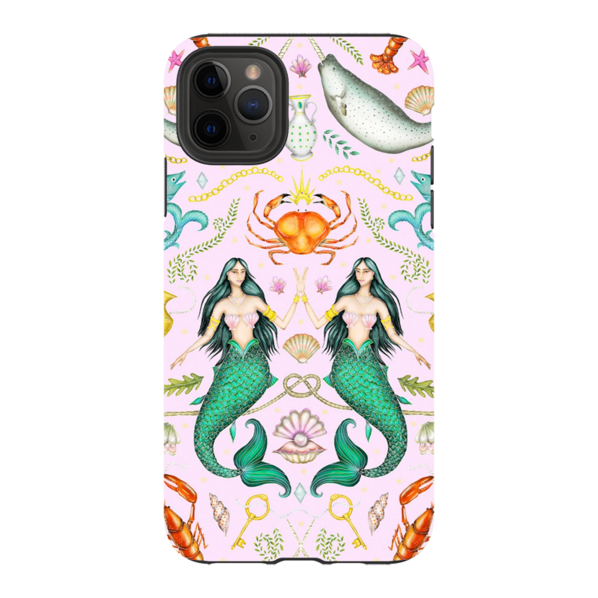 iPhone Tough Case - Tritons Treasure Pink By Catherine Rowe