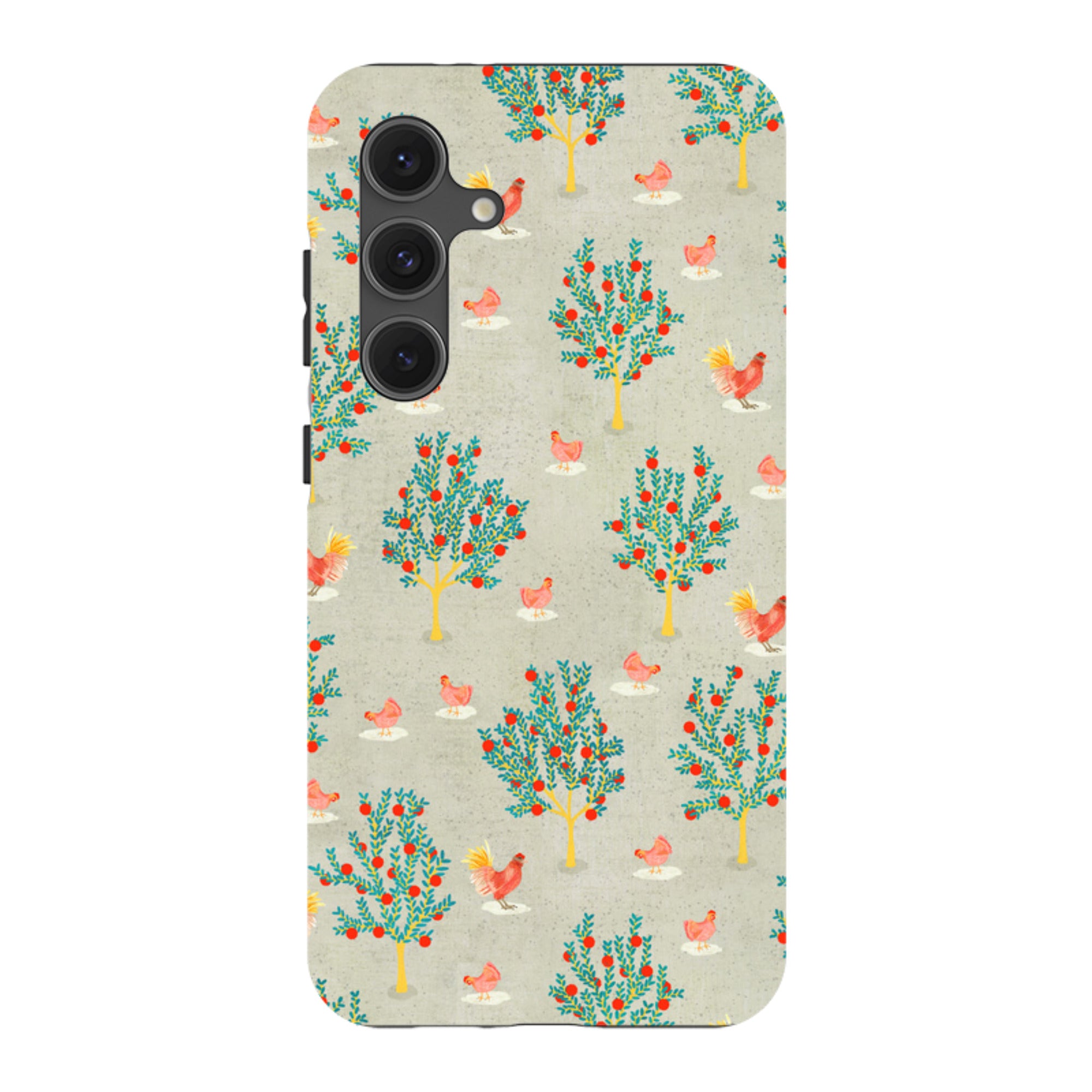 Samsung Tough Case - Apple Trees And Chickens Grey By Katherine Quinn
