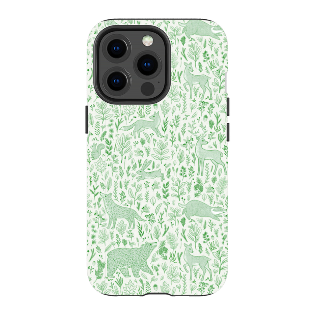iPhone Tough Case - Forest animals green By Katherine Quinn